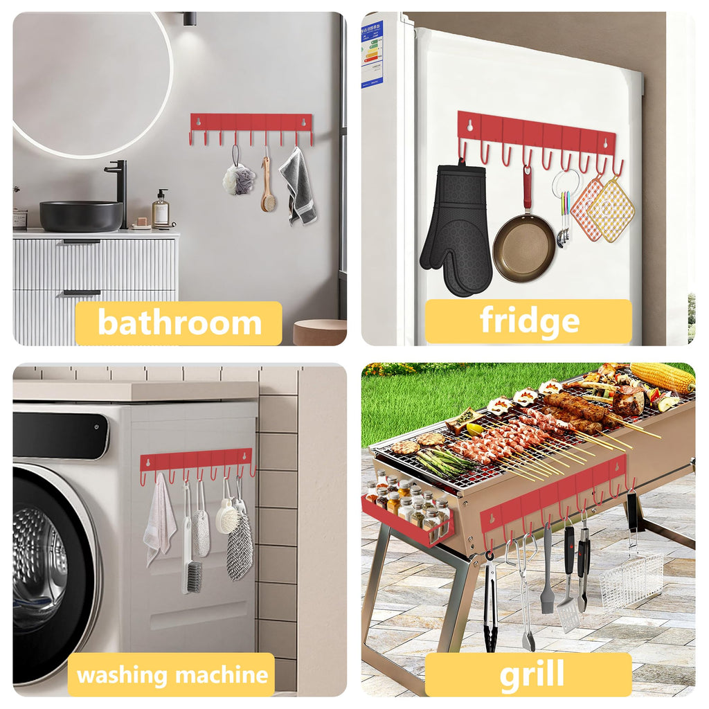 SMRCAD Magnetic Spice Rack Organizer for Fridge Seasoning Organizer for Kitchen storage with Screw Magnetic Shelf with Hook for Refrigerator and Oven (4pack1hook-Bronze)