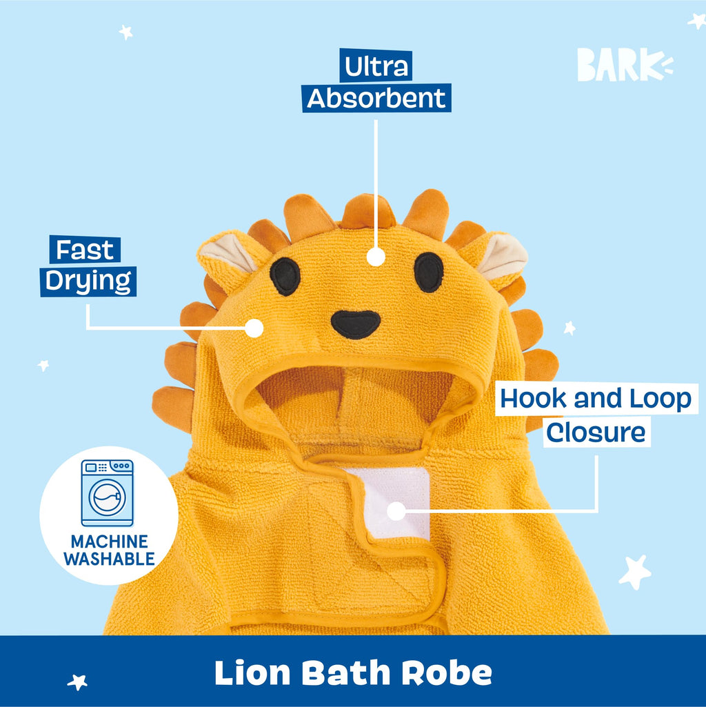 Barkbox Dog Bathrobe Fast Drying with Hook and Loop Closure & Wrap Tie Snuggle, Cute Dogs Clothes, Easy to Clean, Machine Washable, Dog Coats and Tumble Dry Low - Bunny, Medium