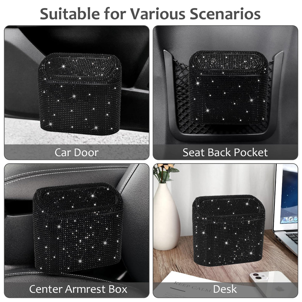 Accmor Car Trash Can with Lid, Mini Auto Dustbin Garbage Organizer with 30 Pcs Plastic Trash Bag, Automotive Garbage Container Bin for Vehicle, Home, Office