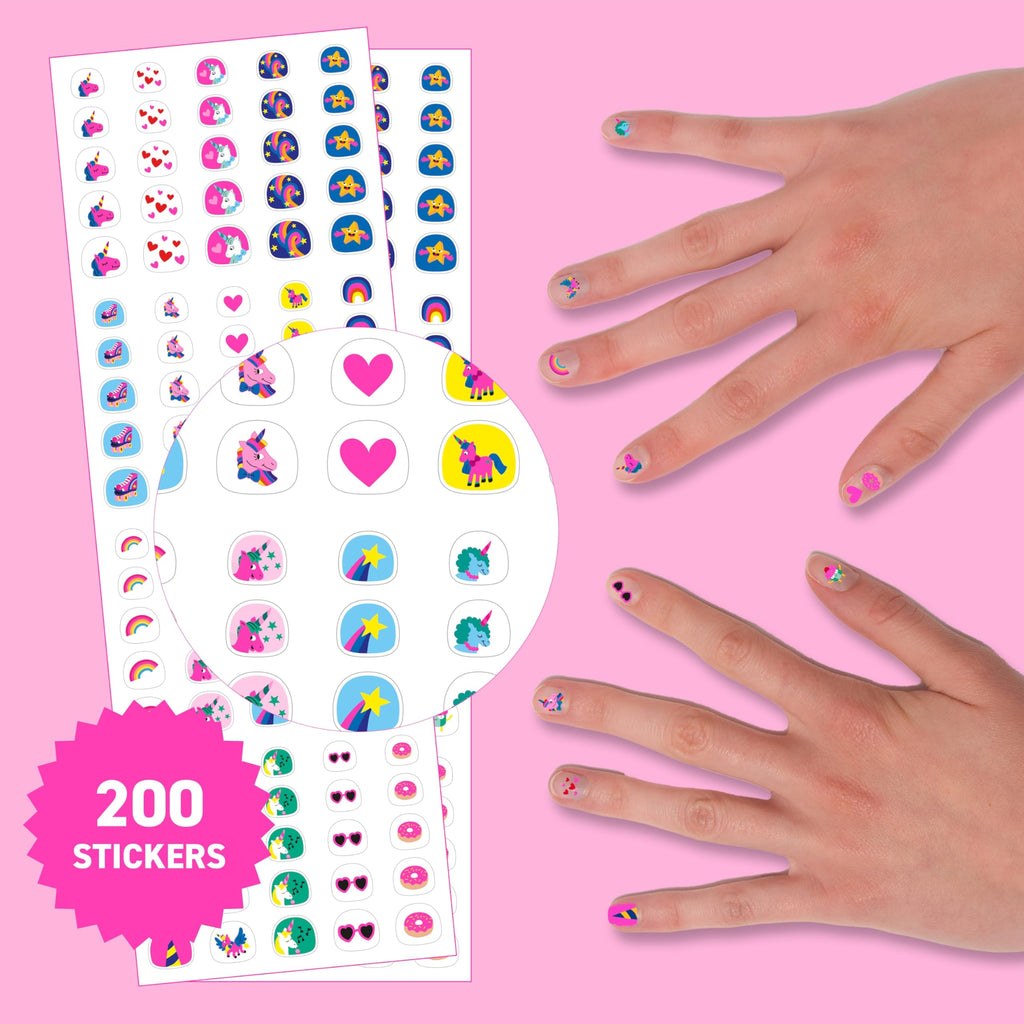 Omy Friends & Animals Nail Stickers for Kids - 200 Stickers, Waterproof, Durable, Fun, Creative Designs | Strong Enough to Last Through Hand Washing - Easy to Apply, Safe, Non-Toxic | Age 3 and Up