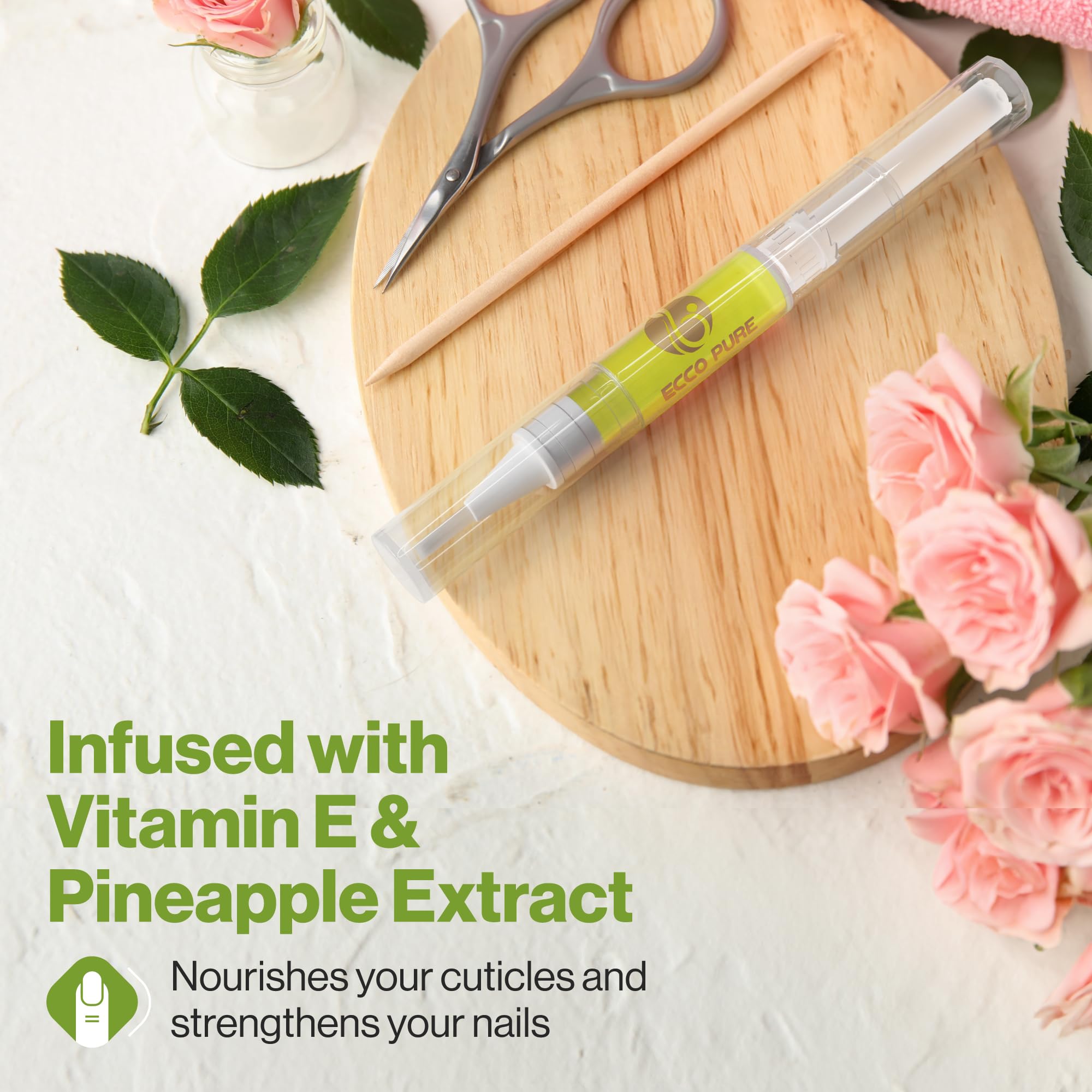 Cuticle Oil Pen with Vitamin E – Nail & Cuticle Moisturizing Oil – Mess-Free Brush Pen for Dry Cuticles & Nails – Manicure & Pedicure Nail Care