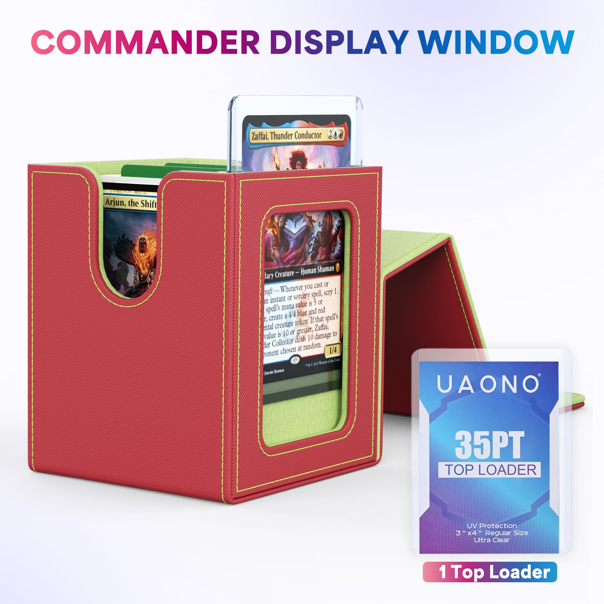 UAONO 4 Pack MTG Commander Deck Box, Independent Commander Display, Fits 400 Double-Sleeved Cards, Magnetic Deck Case for Magic the Gathering TCG, 8 Dividers & 4 Top Loaders (4 Color)