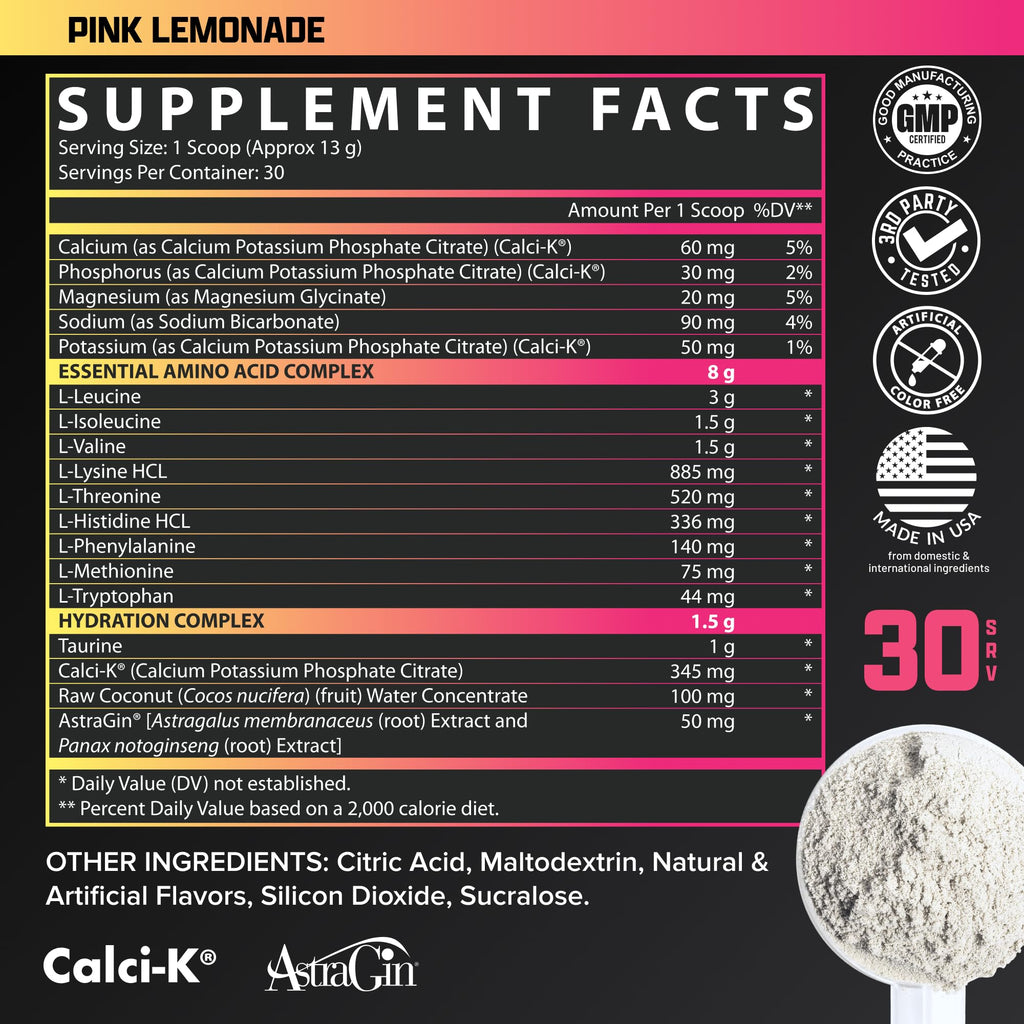 Nutrex Research EAA Hydration | EAAs + BCAAs Powder | Muscle Recovery, Strength, Muscle Building, Endurance | 8G Essential Amino Acids + Electrolytes | Apple Pear 30 Servings