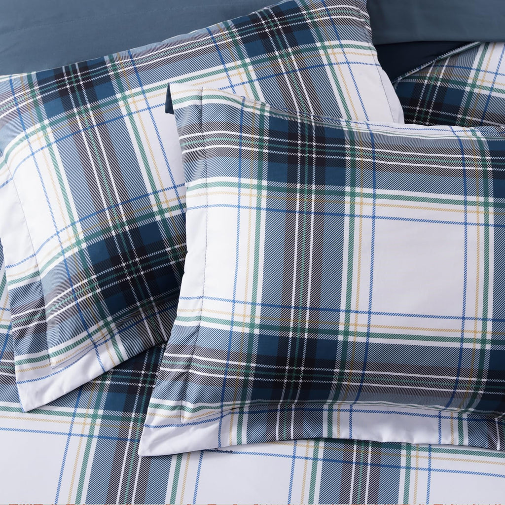MaiRêve Queen Comforter Set, Classic Plaid Farmhouse Bedding Sets 7 Pieces, Beige All Season Bed in A Bag with Sheets, Pillowcases & Shams