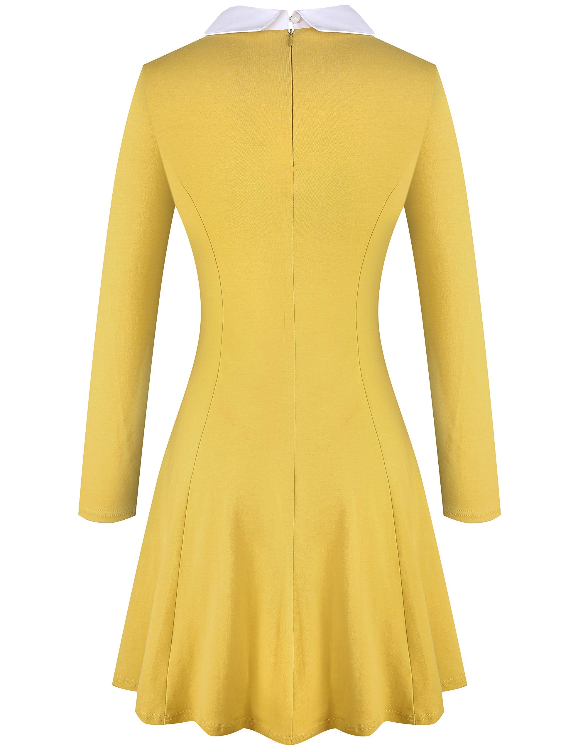 Aphratti Women's Long Sleeve Fall Dresses 2025 Casual Peter Pan Collar A Line Fit and Flare Skater Goth Dress