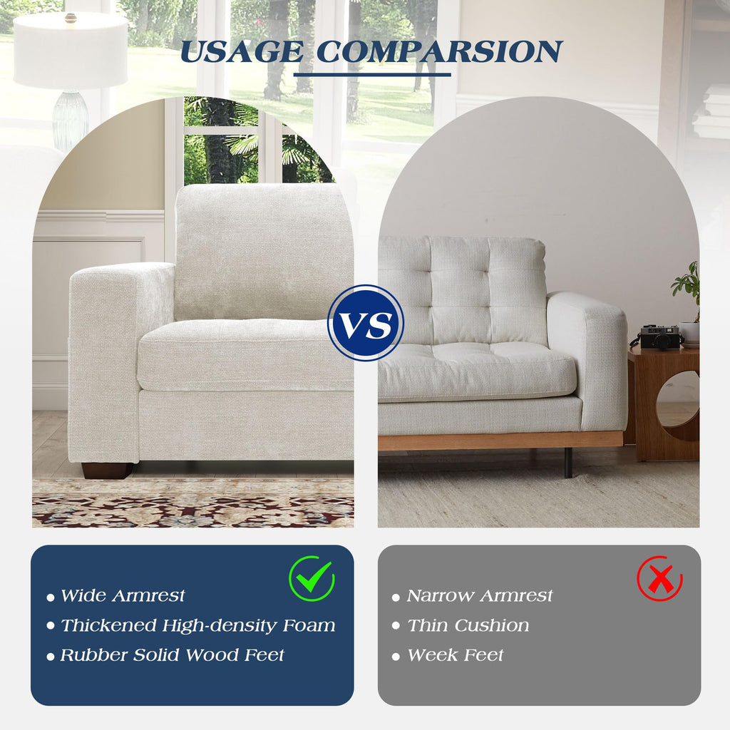 WorthFurni Sofas for Living Room, Chenille Loveseat Couch Set, Small Sofa, 3 Seater Sofa, USB Charging, Removable Sofa Cover,Solid Wood Frame, Easy to Install(70inch,Beige)