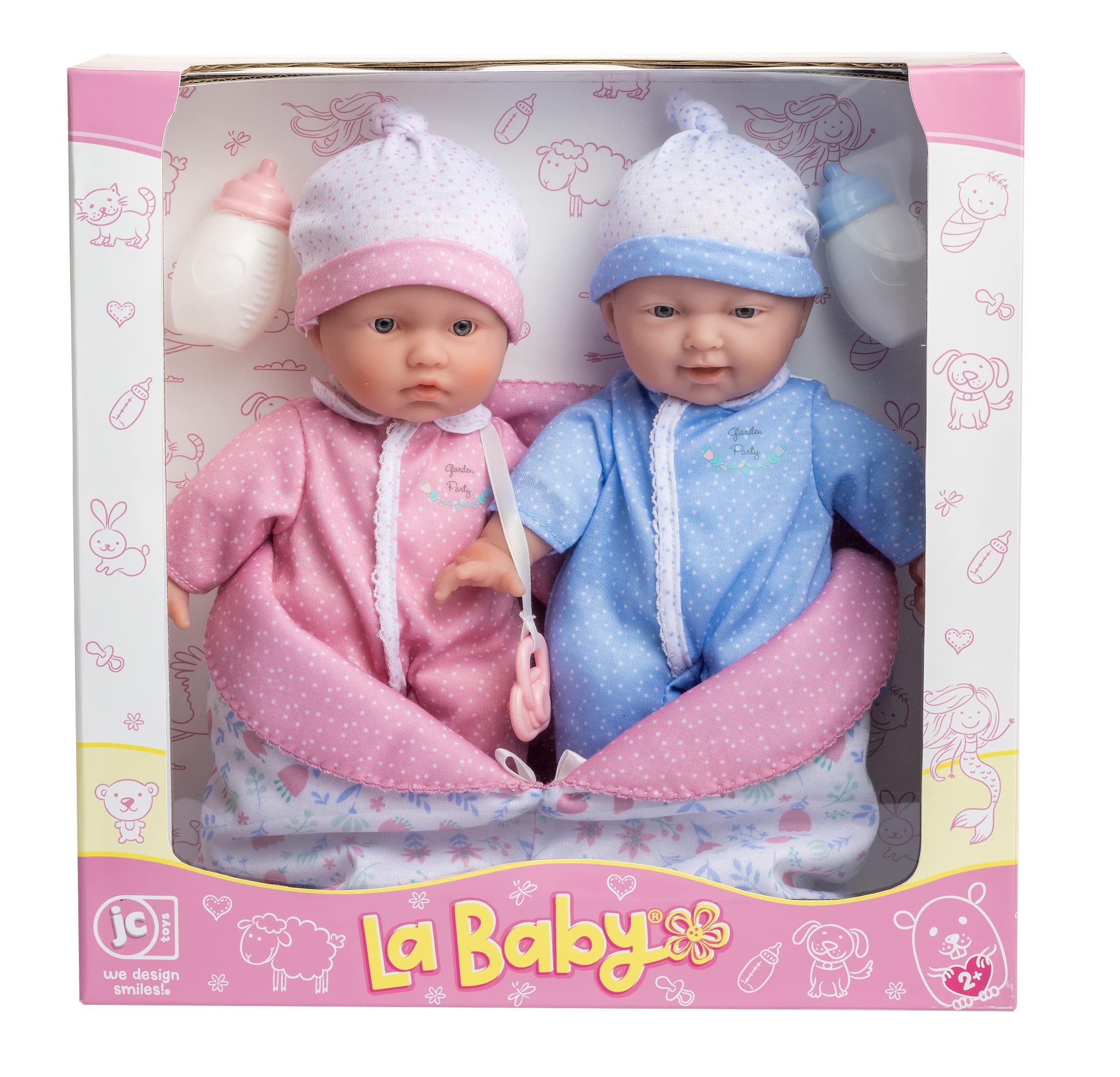 JC Toys La Baby Caucasian Baby Doll Set – 11 Inch Soft Body Doll with Accessories Including a Removable Blue Outfit – Small Baby Doll Toy for Children 12 Months and Older