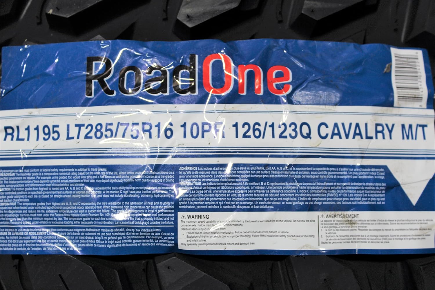 Roadone Cavalry M/T 126Q Mud Tire 285/75R16 2857516 LRE 126Q