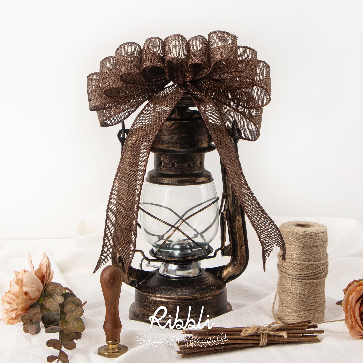 Ribbli Cinta con alambre de arpillera verde manzana, 1-1/2 pulgadas x 10 yardas, cinta con borde con alambre para lazo grande, corona, decoración de árbol, decoración al aire libre