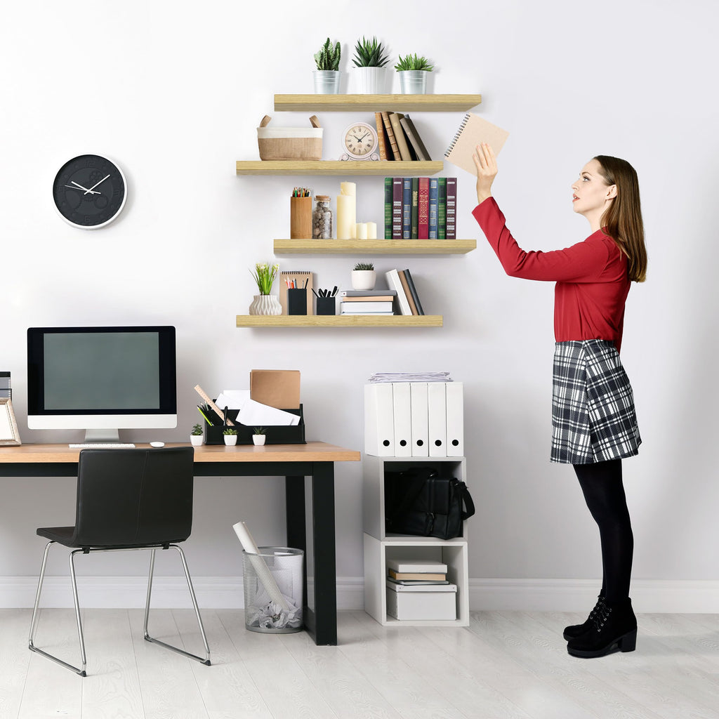Sorbus Floating Shelves for Wall - 24" Bathroom Shelves, Wall Decor for Bedroom, Kitchen, Living Room, Home Decor & Book Storage - Mounted Floating Shelf with Invisible Brackets (Black, 2 Pack)