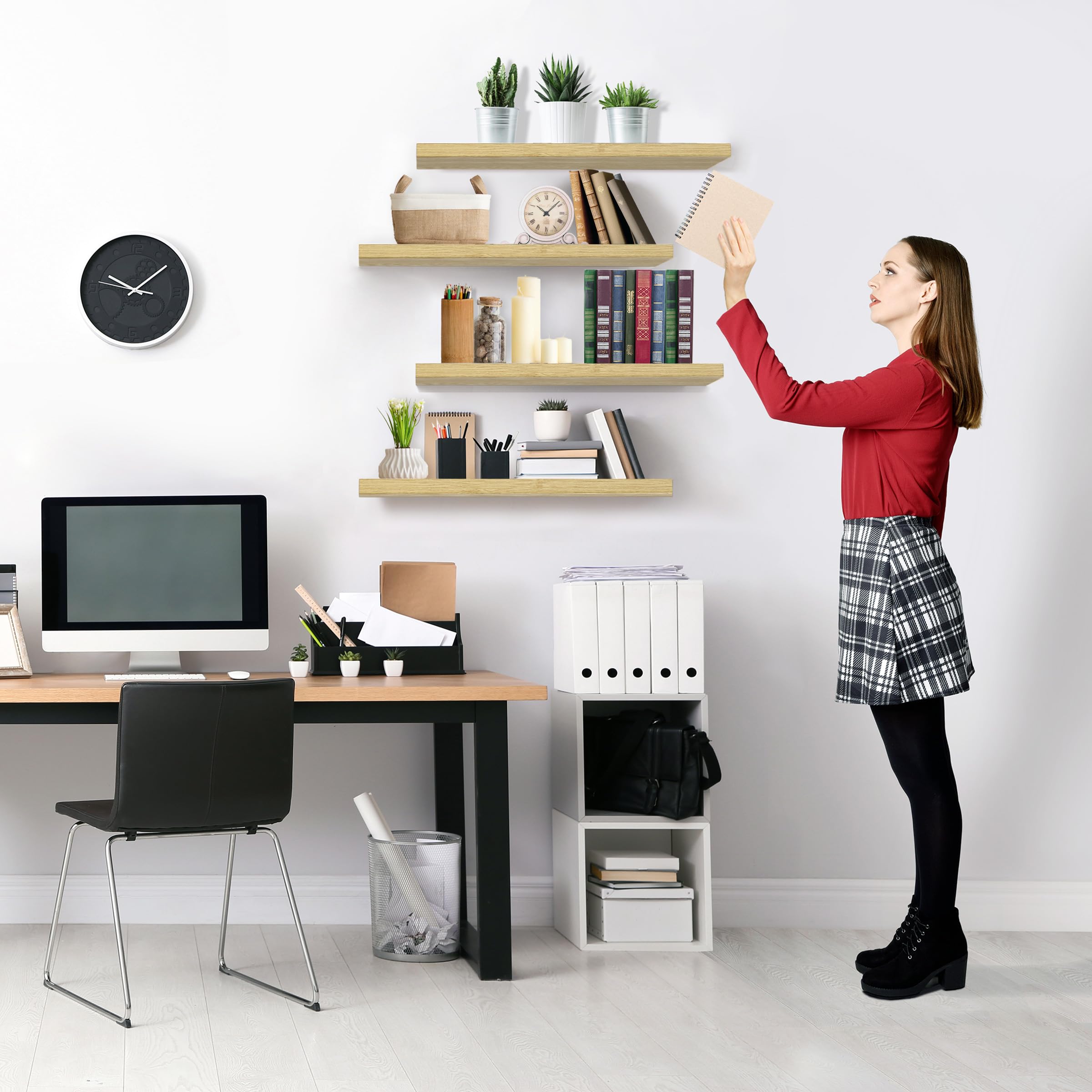 Sorbus Floating Shelves for Wall - 24" Bathroom Shelves, Wall Decor for Bedroom, Kitchen, Living Room, Home Decor & Book Storage - Mounted Floating Shelf with Invisible Brackets (Black, 2 Pack)