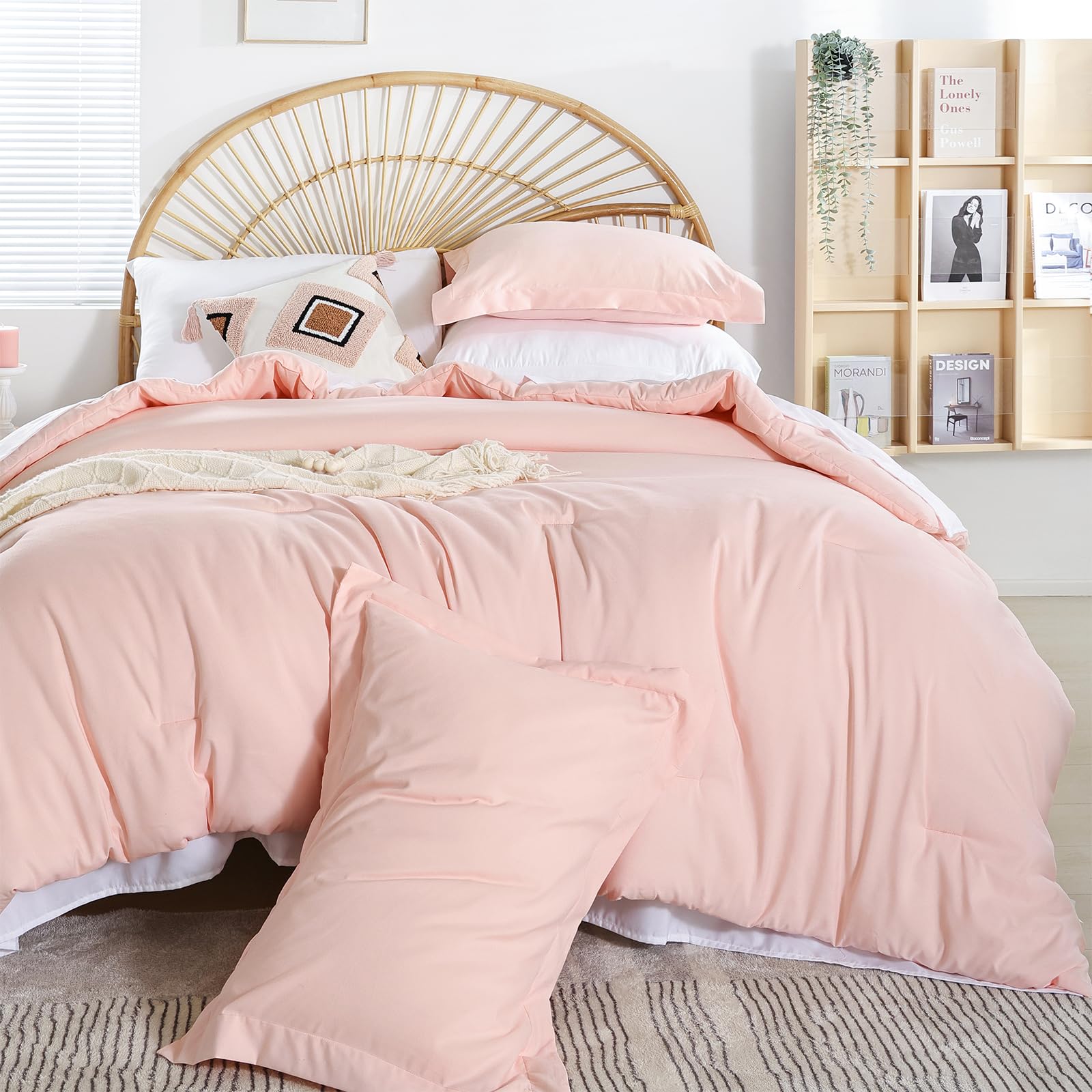 weigelia Twin Comforter Set 5 Pieces Beige Bed in A Bag Soft Queen Bedding Set Lightweight Comforter Set for Women and Men（Comforters, Flat & Fitted Sheets, Pillowcases & Shams）