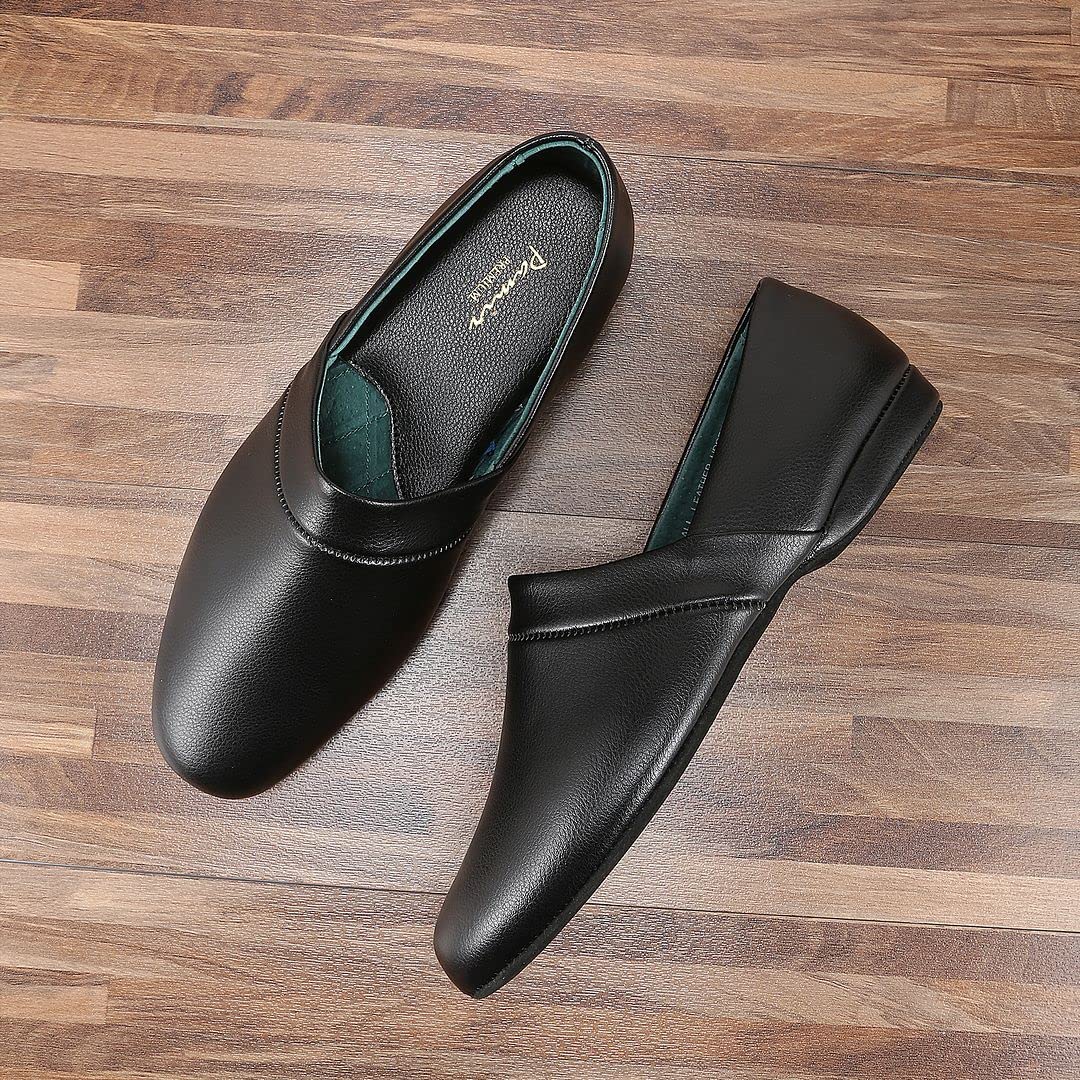 PAMIR Men's Opera Genuine Leather House Slippers | Full back slippers, 100% breathable leather, silent suede outsole, memory foam, hand turned, great gift for him