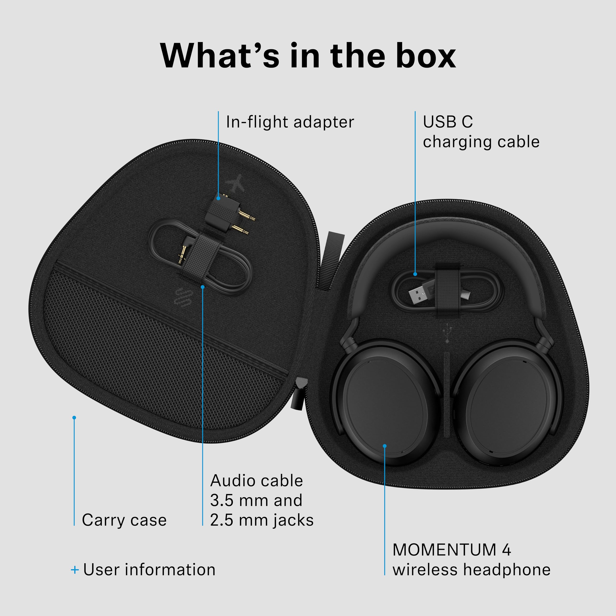 Sennheiser Momentum 4 Wireless Over-Ear Headphones - Bluetooth Headset for Clear Calls with Adaptive Noise Cancellation, Up to 60HR Playtime, Folding Design, 80th Edition