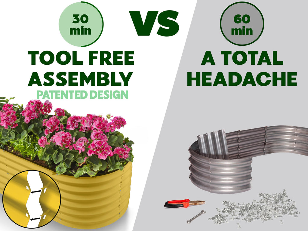 9-in-1 Galvanized Steel Raised Garden Bed // 8×2×1.5 ft Modular Planter for Gardening, Vegetables, Flowers // 18" Tall Metal Raised Garden Beds Outdoor (Dark Green) // Patented Design Planter Box