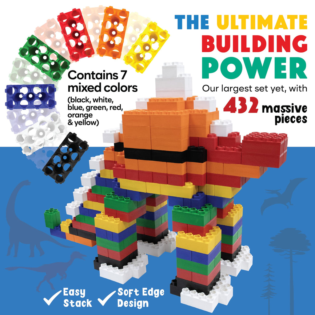 BiggoBlocks Large Building Blocks for Kids Ages 3-8 – 288 Piece Mega Set – Indoor & Outdoor STEM Toy for Boys & Girls