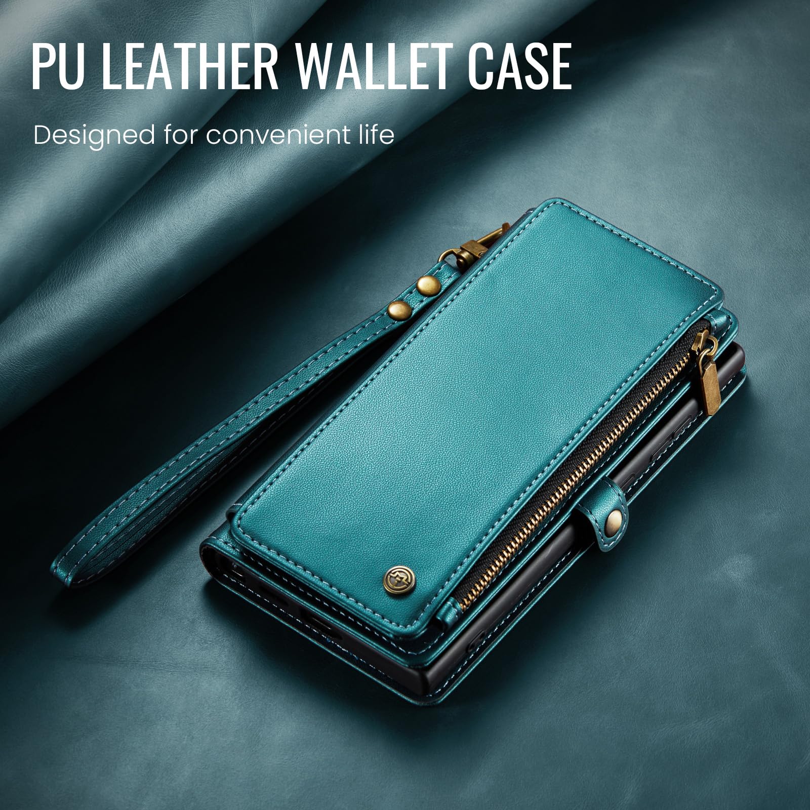 Defencase for Samsung Galaxy S25 Ultra Magnetic Wallet Case Compatible with Magsafe with RFID Blocking Zipper & Card Holder Women, PU Leather Detachable Phone Case for Galaxy S25 Ultra 6.9", Black