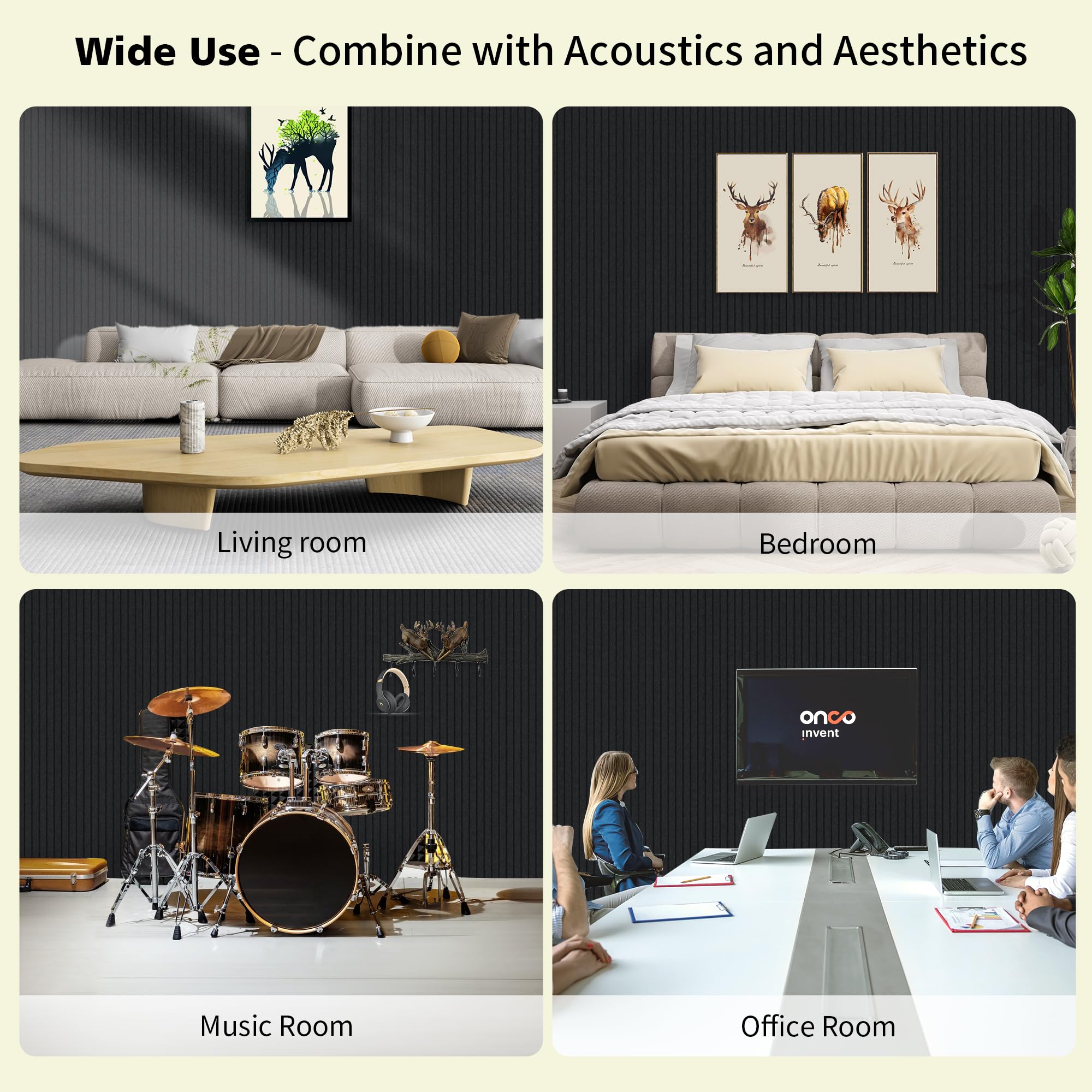 Art Acoustic Panels for Wall,5 Pack Sound Absorbing Panels,47.2” x 23.6” Soundproof Wall Panels,High-Density Acoustic Wall Panels,Decorative Sound Panels with Wood-Look