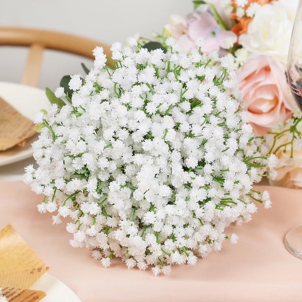 15 PCS Babys Breath Artificial Flowers Fake Babys Breath Flowers Artificial Bulk Blue Gypsophila Bouquets Real Touch Faux Flowers for Wedding Floral Arrangement Party Home Decoration