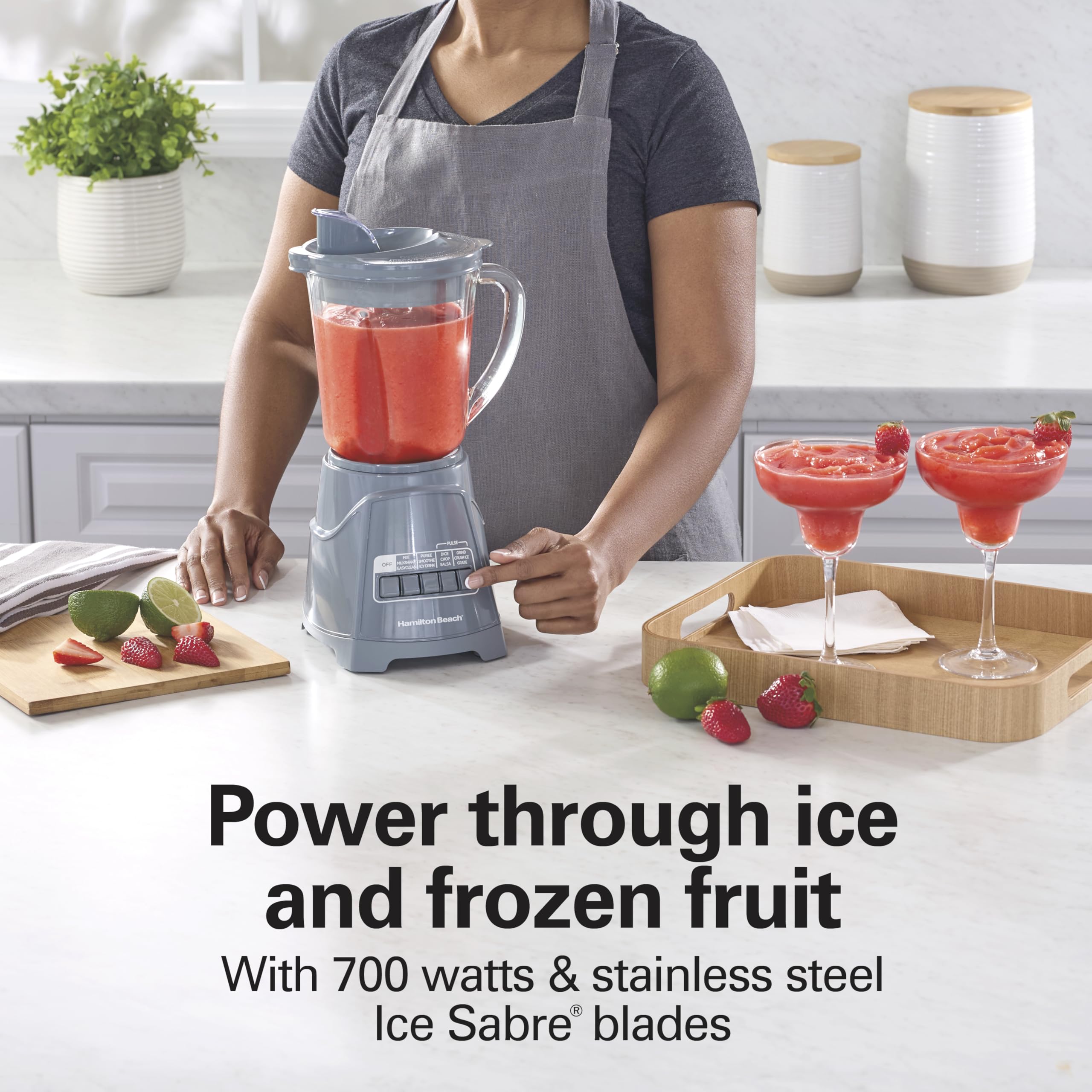 Hamilton Beach Power Elite Wave Action Blender For Smoothies, 40 Oz Glass Jar, 12 Functions Including Puree, Crush Ice, 700 Watts - Black (58148A)