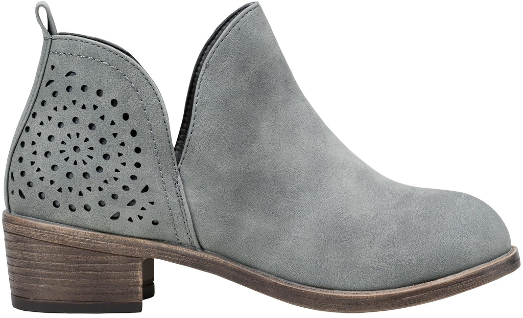 Vepose Women's Short Ankle Boots Low Heel, Western Cutout Perforated Booties