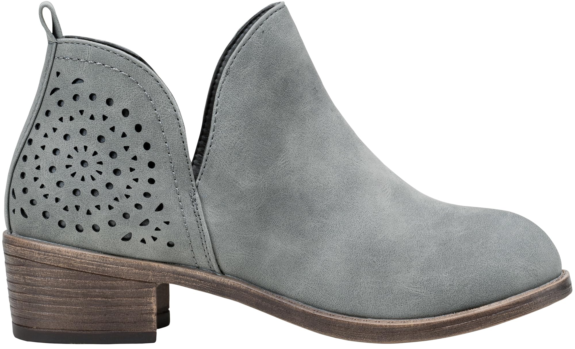 Vepose Women's Short Ankle Boots Low Heel, Western Cutout Perforated Booties