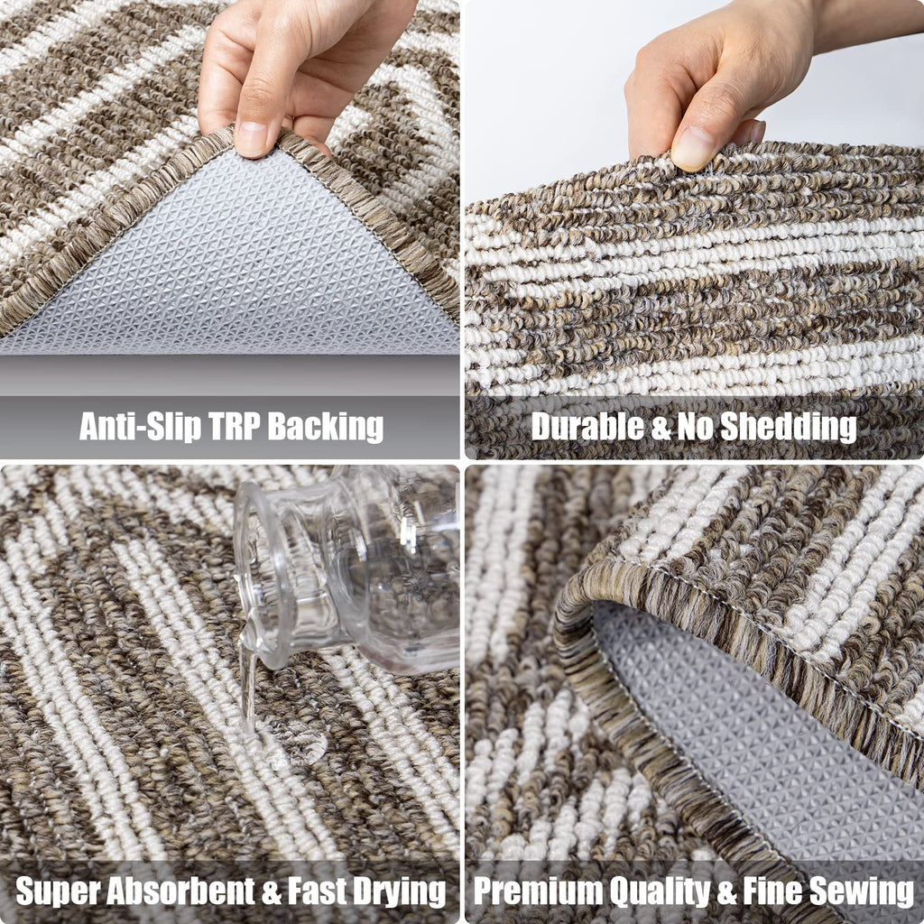 Indoor Doormat 24"x 36", Absorbent Front Back Door Mat Floor Mats, Rubber Backing Non Slip Door Mats Inside Mud Dirt Trapper Entrance Door Rug Carpet, Machine Washable Low Profile-Brown Time Cloister