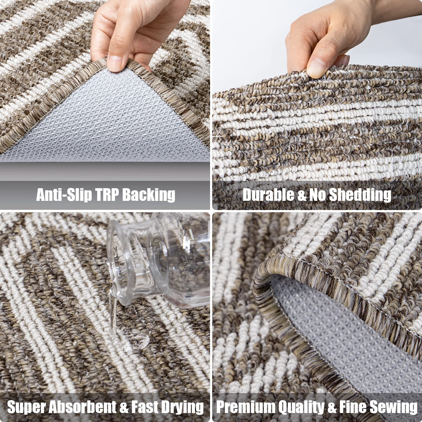 Indoor Doormat 24"x 36", Absorbent Front Back Door Mat Floor Mats, Rubber Backing Non Slip Door Mats Inside Mud Dirt Trapper Entrance Door Rug Carpet, Machine Washable Low Profile-Brown Time Cloister