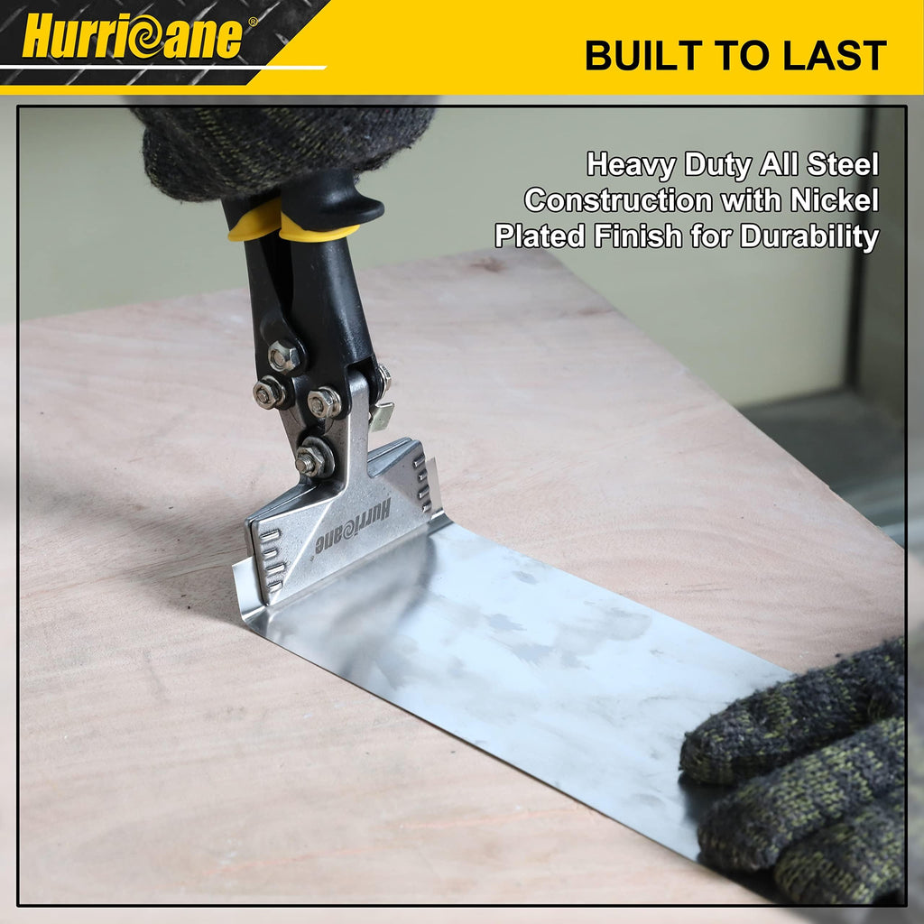 HURRICANE 3inch Sheet Metal Hand Seamer, Heavy Duty Bender for Metal Flattening, Precision Duckbill Pliers and Sheet Metal Tongs, Ideal for HVAC Projects, Ergonomic Straight Flat Smooth Jaw