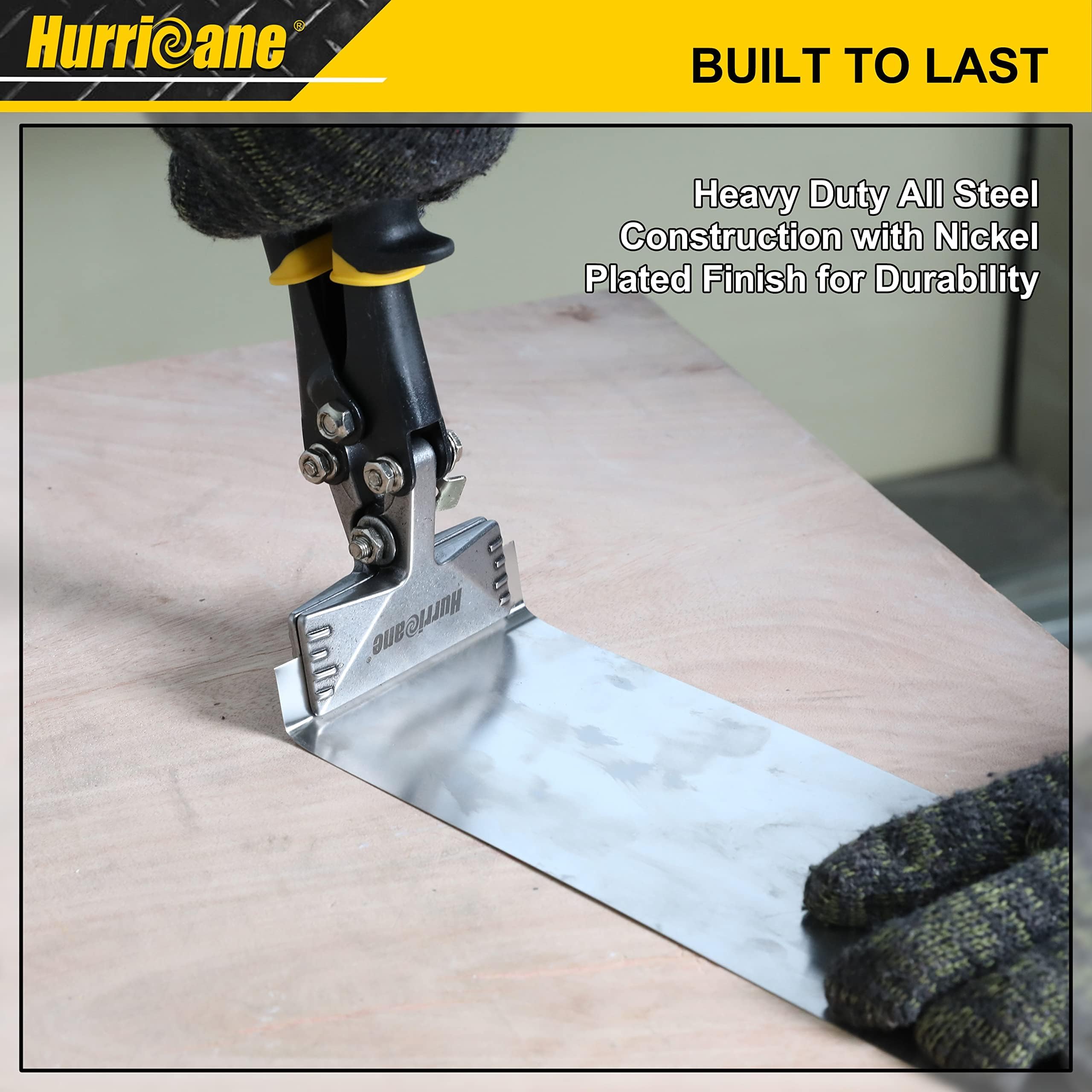 HURRICANE 3inch Sheet Metal Hand Seamer, Heavy Duty Bender for Metal Flattening, Precision Duckbill Pliers and Sheet Metal Tongs, Ideal for HVAC Projects, Ergonomic Straight Flat Smooth Jaw
