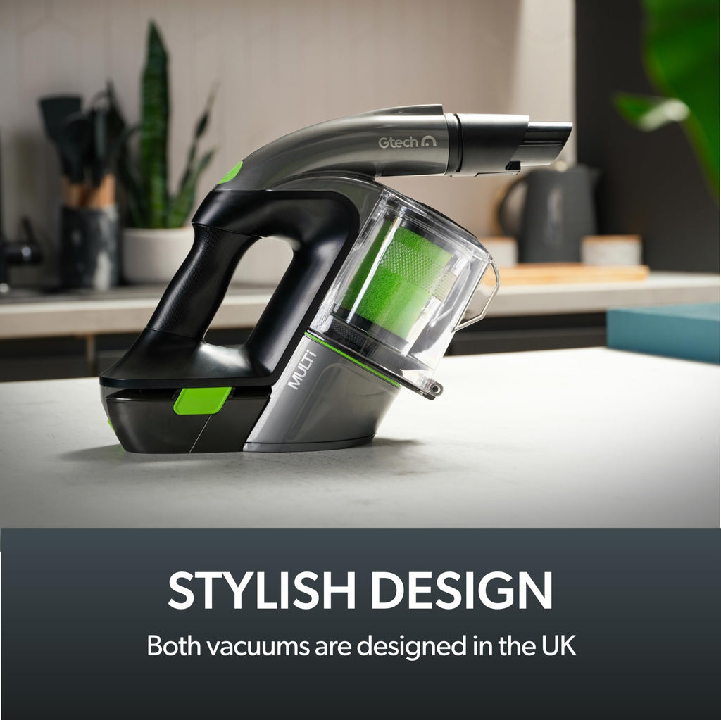 Gtech System Platinum Bundle Vacuum Cleaner Bundle - Includes the AirRam Platinum Upright and the Multi Platinum Handheld - Rechargeable 22V Lithium Ion Battery - Anti-Hair Wrap