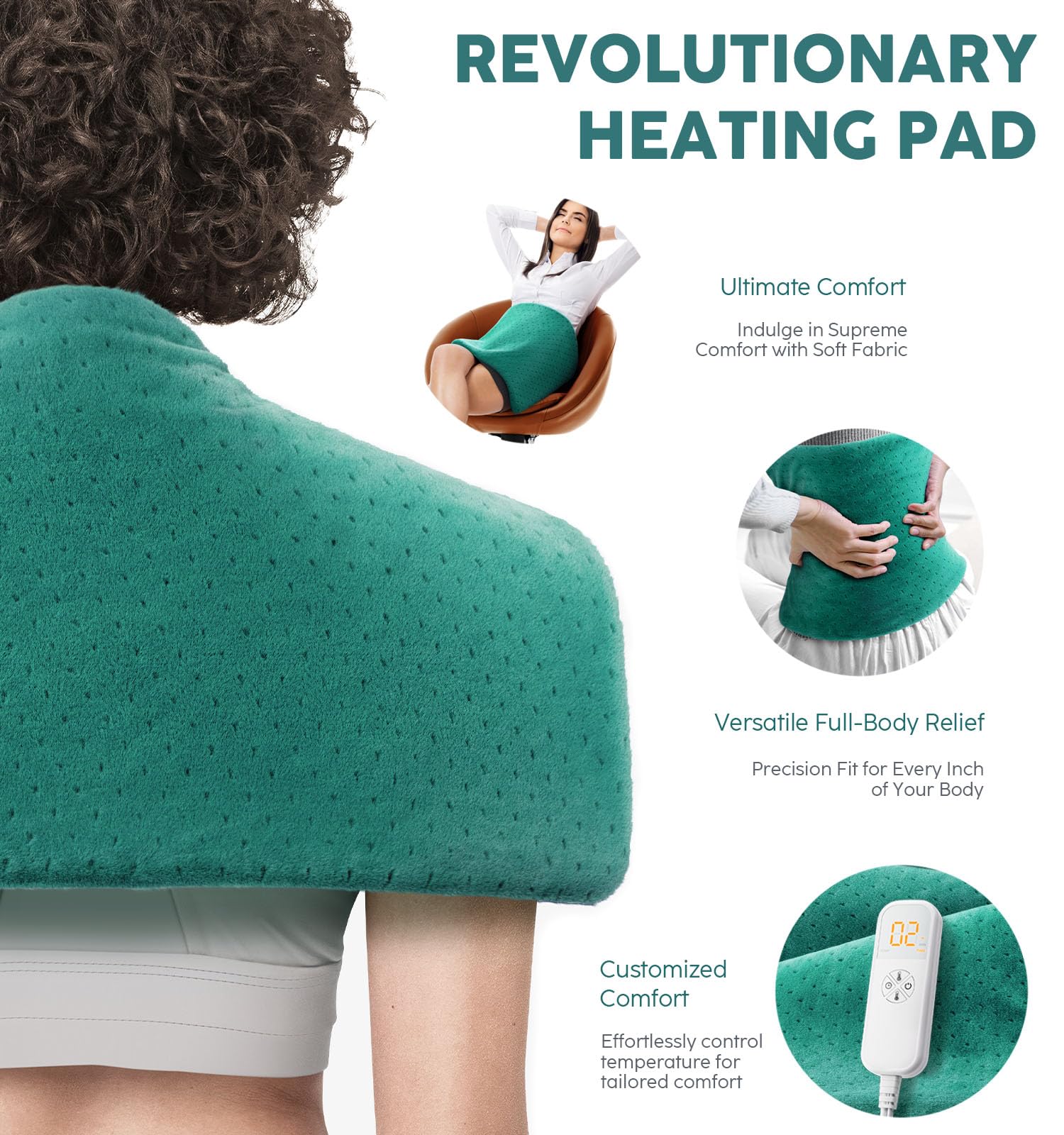Fathers Day Dad Gifts from Daughter, Heating Pad for Back Pain & Cramps - Ultimate Pain Relief & Versatile Gift for Women, Men - Ideal for Christmas, Soft Machine Wash Fabric, King Size 12"x24"