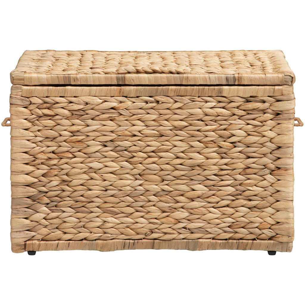 eHemco Heavy-duty Water Hyacinth Wicker Storage Trunk with Metal Frame, 30 by 17.5 by 17.5 Inches, Brown Wash