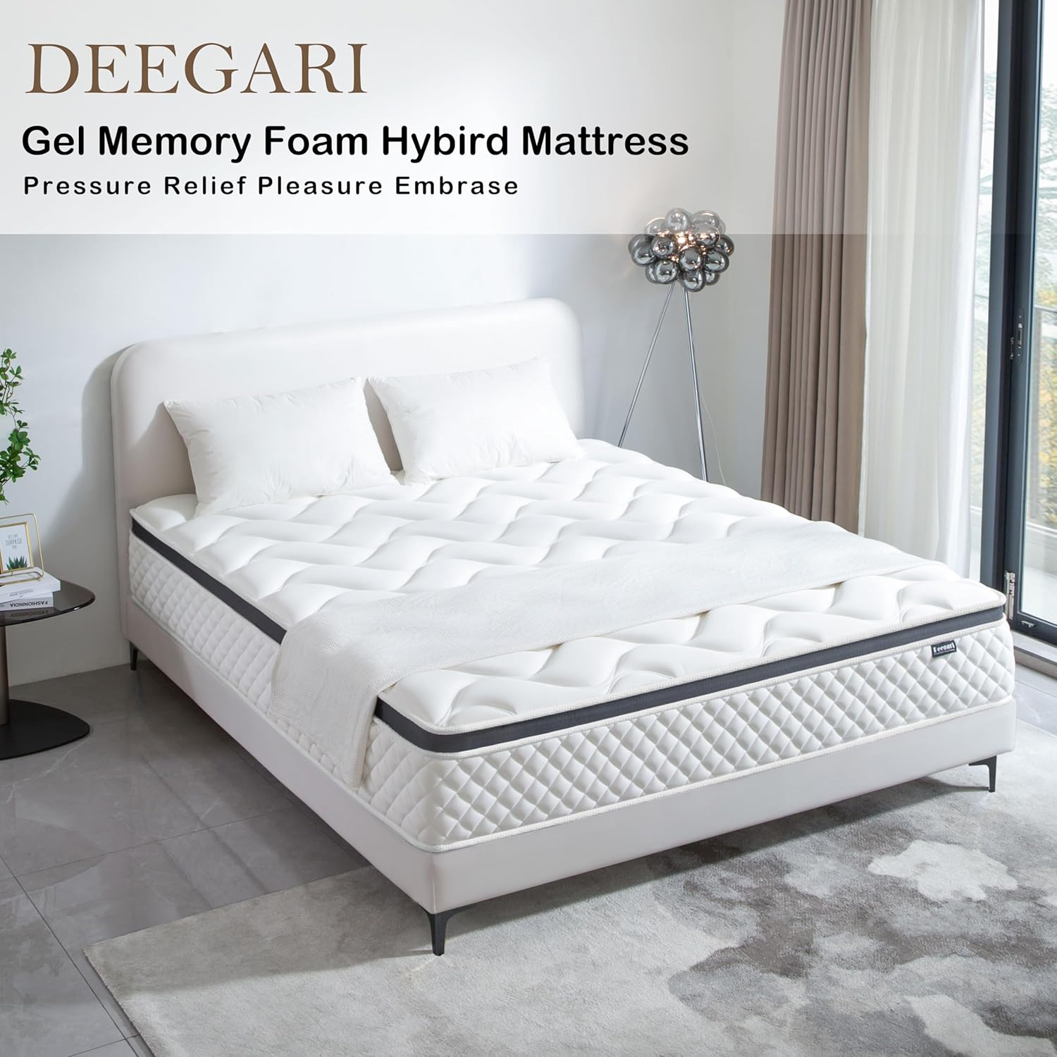 Deegari King Mattress,12 Inch King Size Mattress in a Box,Gel Memory Foam and Innerspring Hybrid Mattresses with Individual Pocket Spring for Motion Isolation,Pressure Relief,Medium Firm Feel