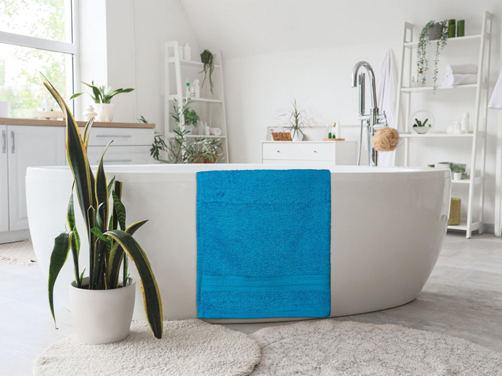 Medium Bath Towels Pack of 6 – 24x48 Inches – Soft, Quick Dry & Highly Absorbent – 100% Cotton Towels for Bathroom, Spa, Gym & Hotel – Aqua Blue