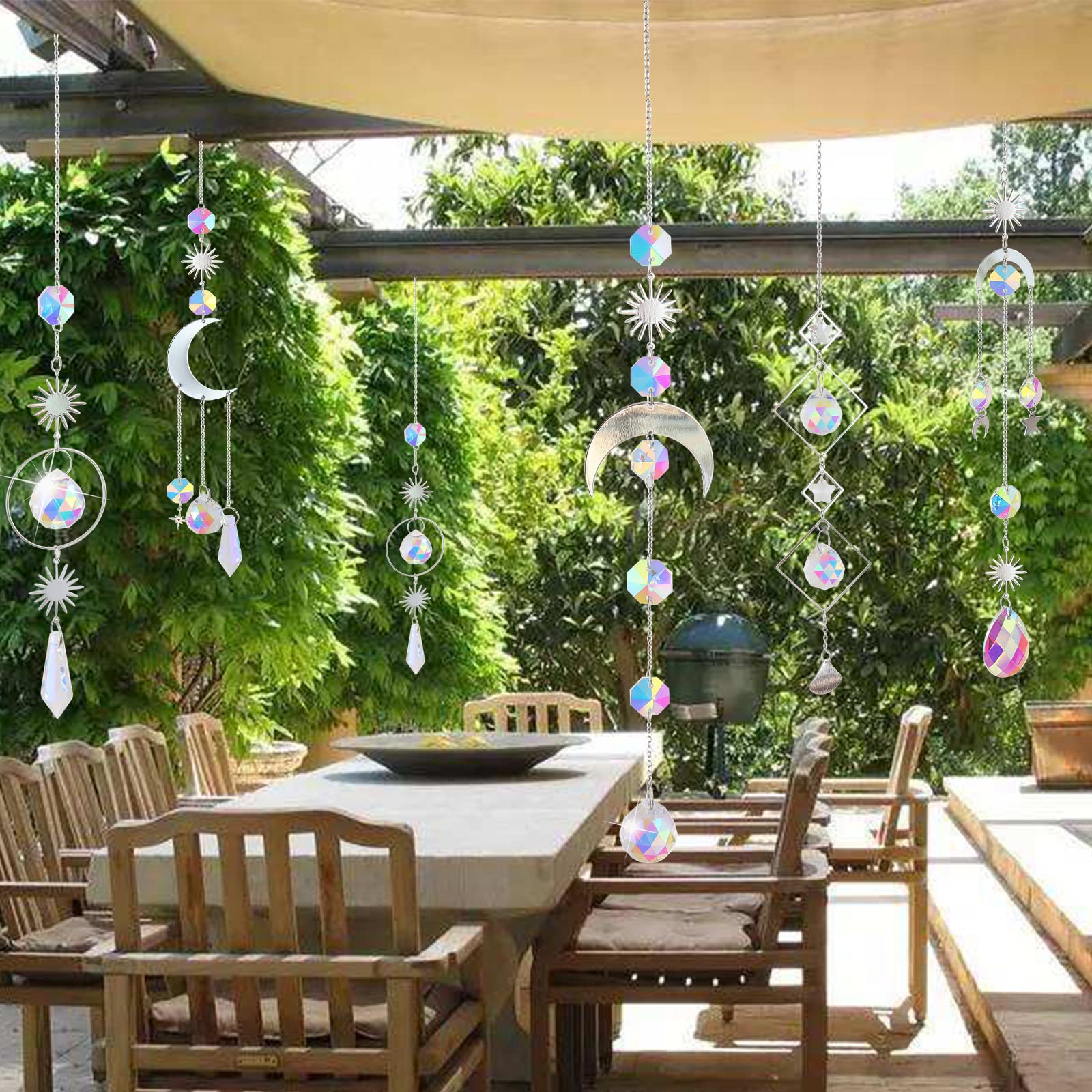 6Pieces Colorful Crystals Suncatcher Hanging Sun Catcher with Chain Pendant Ornament Crystal Balls for Window Home Garden Christmas Day Party Wedding Decoration