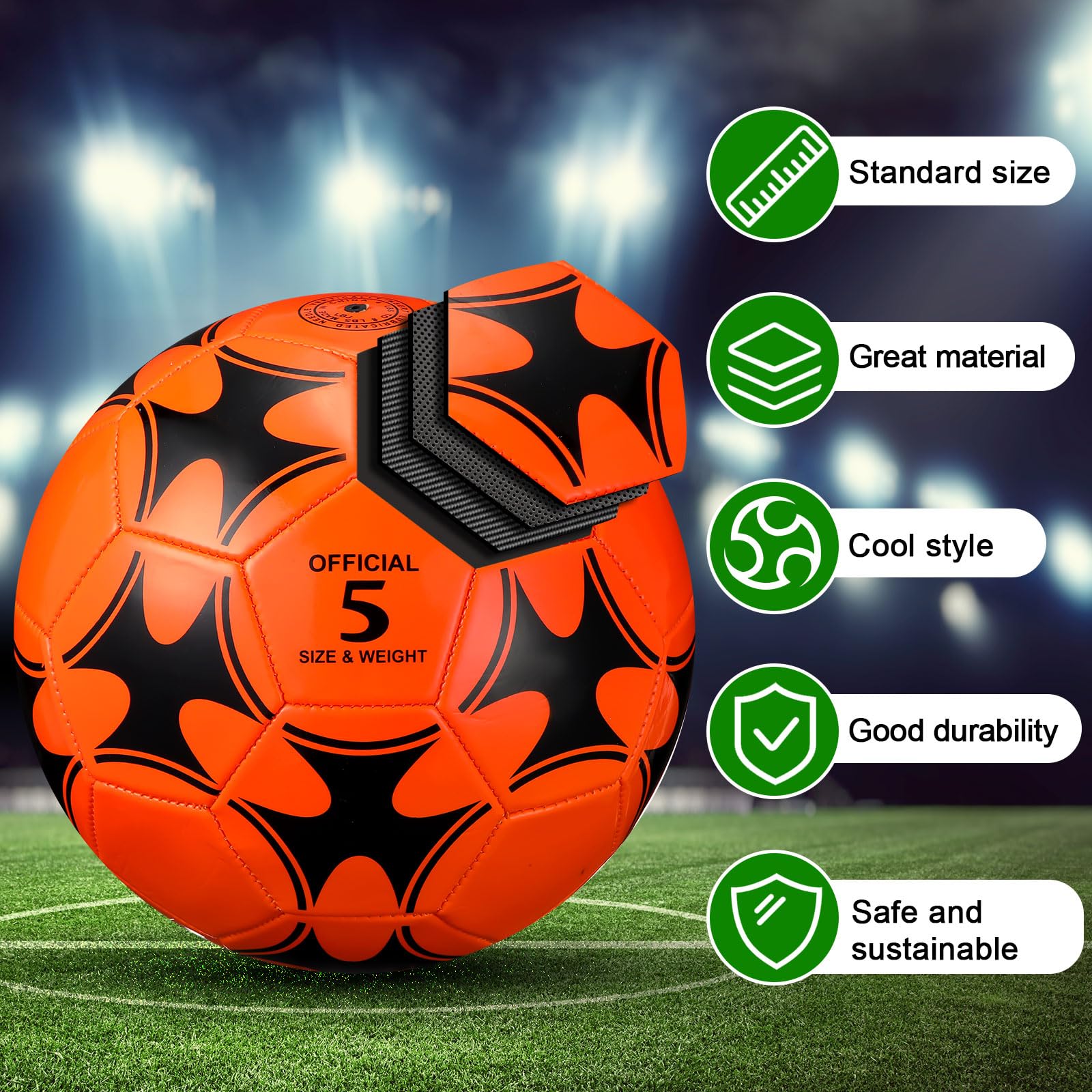 Lunmon 12 Pcs Bulk Soccer Balls with 2 Pump Official Size Deflated Ball Football for Indoor Outdoor Game Sports Training Adult Players Soccer Birthday Gift Global