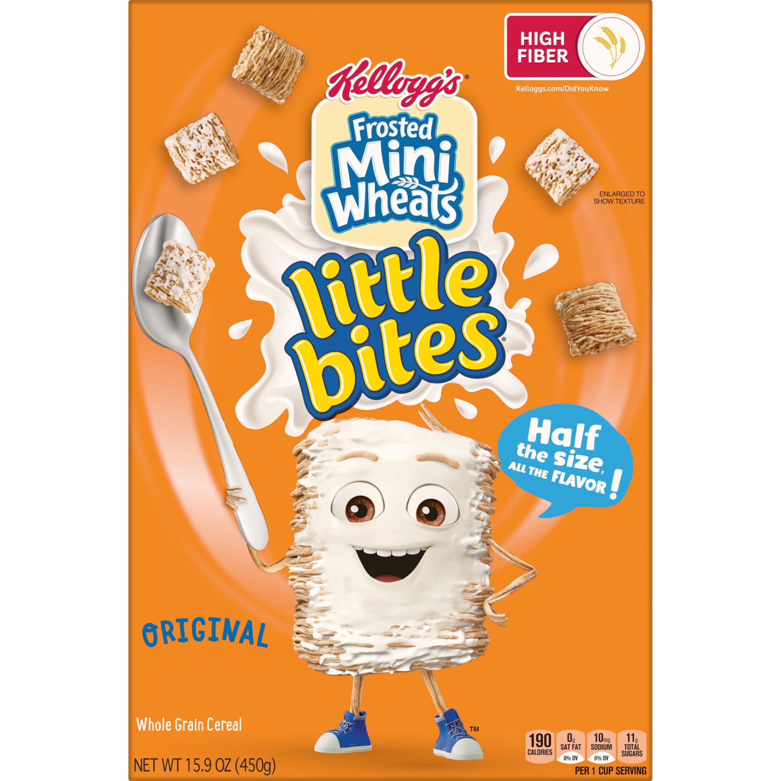Kellogg's Frosted Mini-Wheats Cold Breakfast Cereal, High-Fiber, Whole Grain, Family Size, Original, 24oz Box (1 Box)