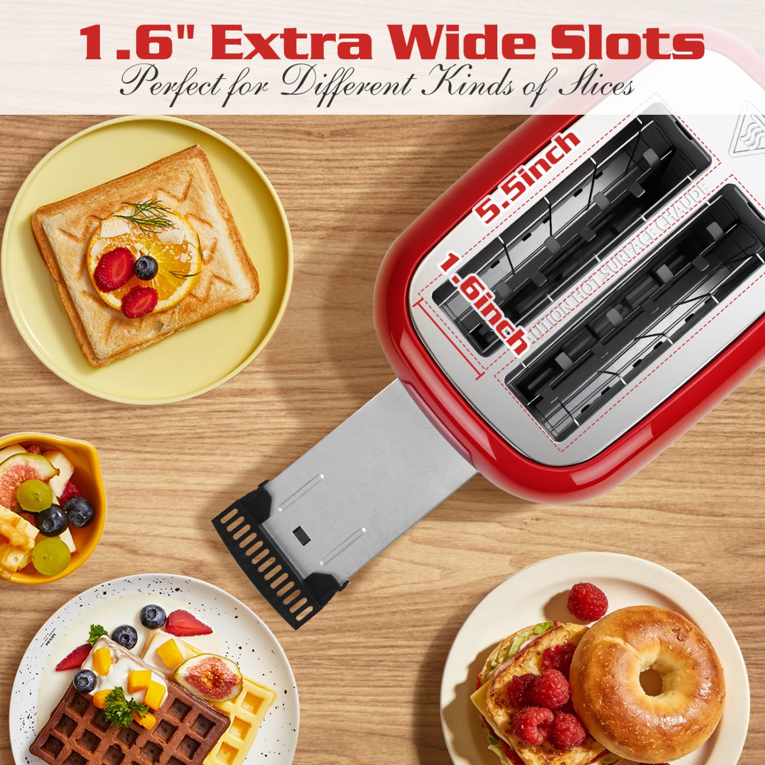 Aigostar Toaster 2 Slice Retro Toaster Stainless Steel, 1.6 inch Extra Wide Slots Bread Toaster Bagel, Cancel, Defrost Function, 6 Shade Settings & Removable Crumb Tray for Bread Waffle, Aqua Green