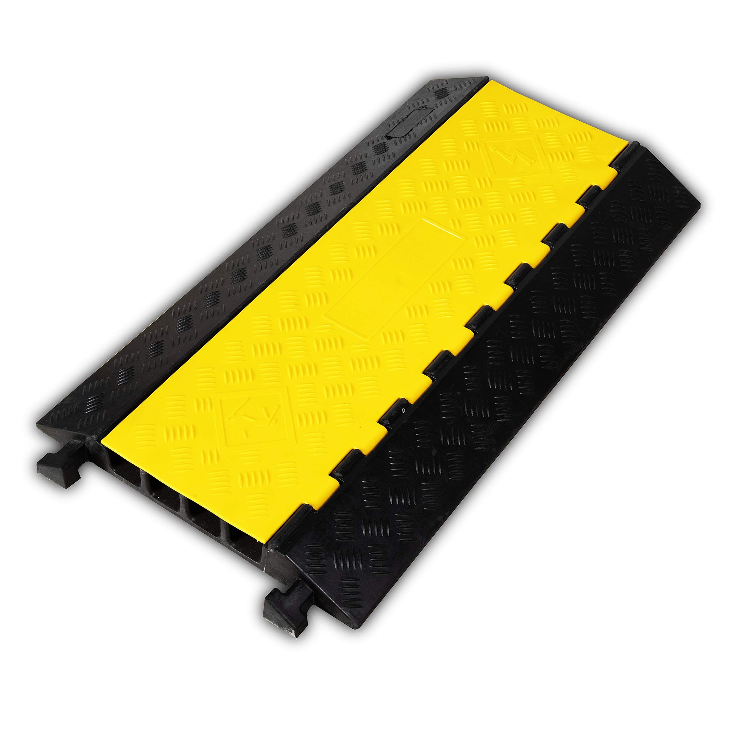 4 Pack Rubber Cable Ramp Hose Cable Protector Ramp 1 Channel 11000Lbs Load Capacity Traffic Speed Bump Wires Power Lines Extension Cord Cover for Indoor Outdoor