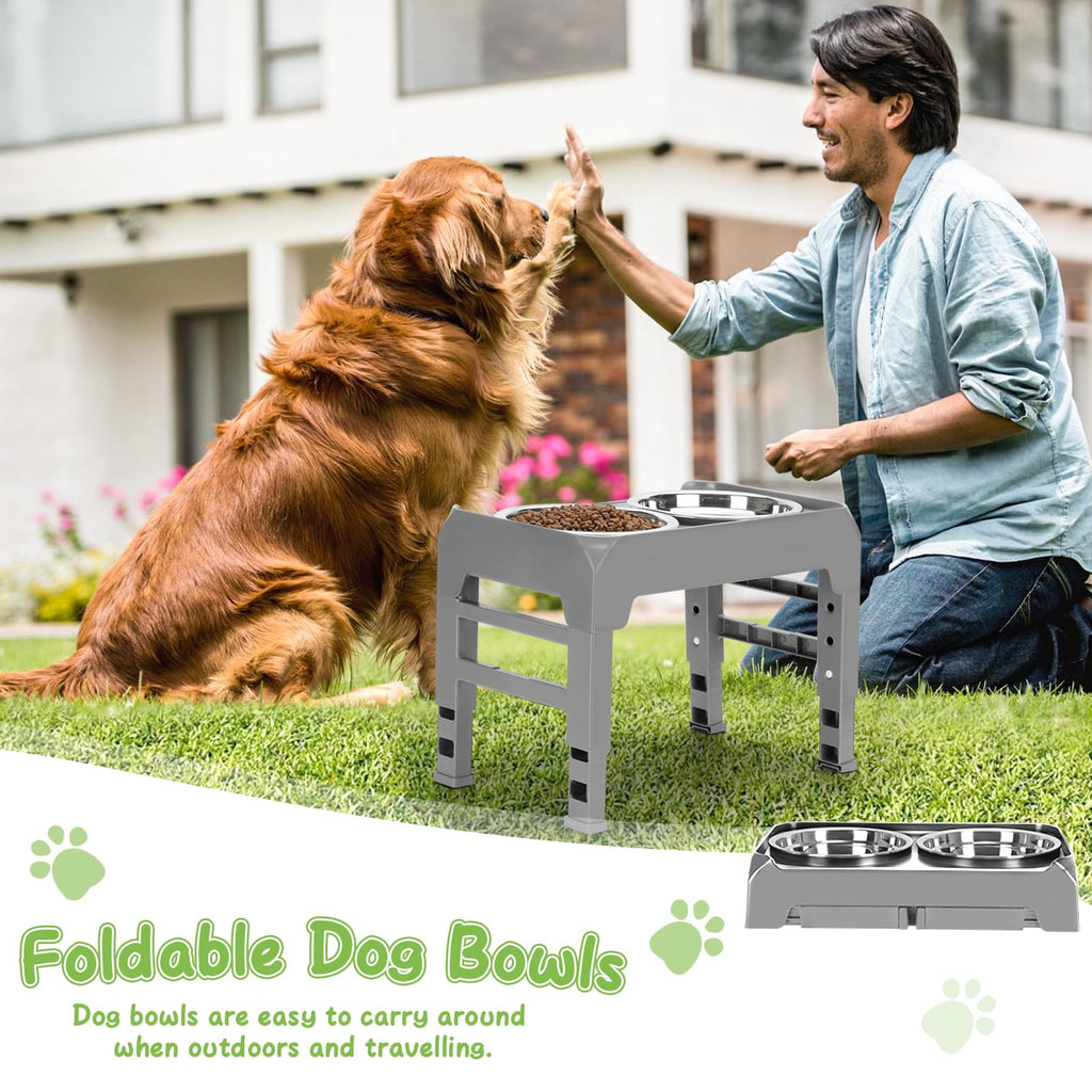 Elevated Dog Bowls 3 Height Adjustable Raised Bowl Stand with 25oz Stainless Steel Dog Food Bowls Anti-Slip for Small Dogs Adjusts to 7.5", 6", 2.75", Black