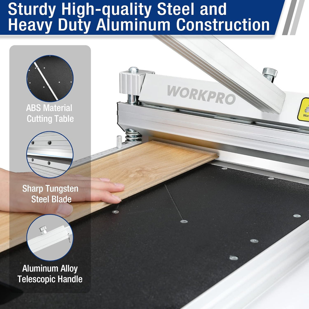 WORKPRO 13" Laminate Floor Cutter, Vinyl Floor Cutter for Laminate, Multi-Layer Flooring, Parquet, Fiber Cement Wall Panels, Rubber Concave Base, LVT, VCT, SPC, LVP, WPC and Vinyl Plank