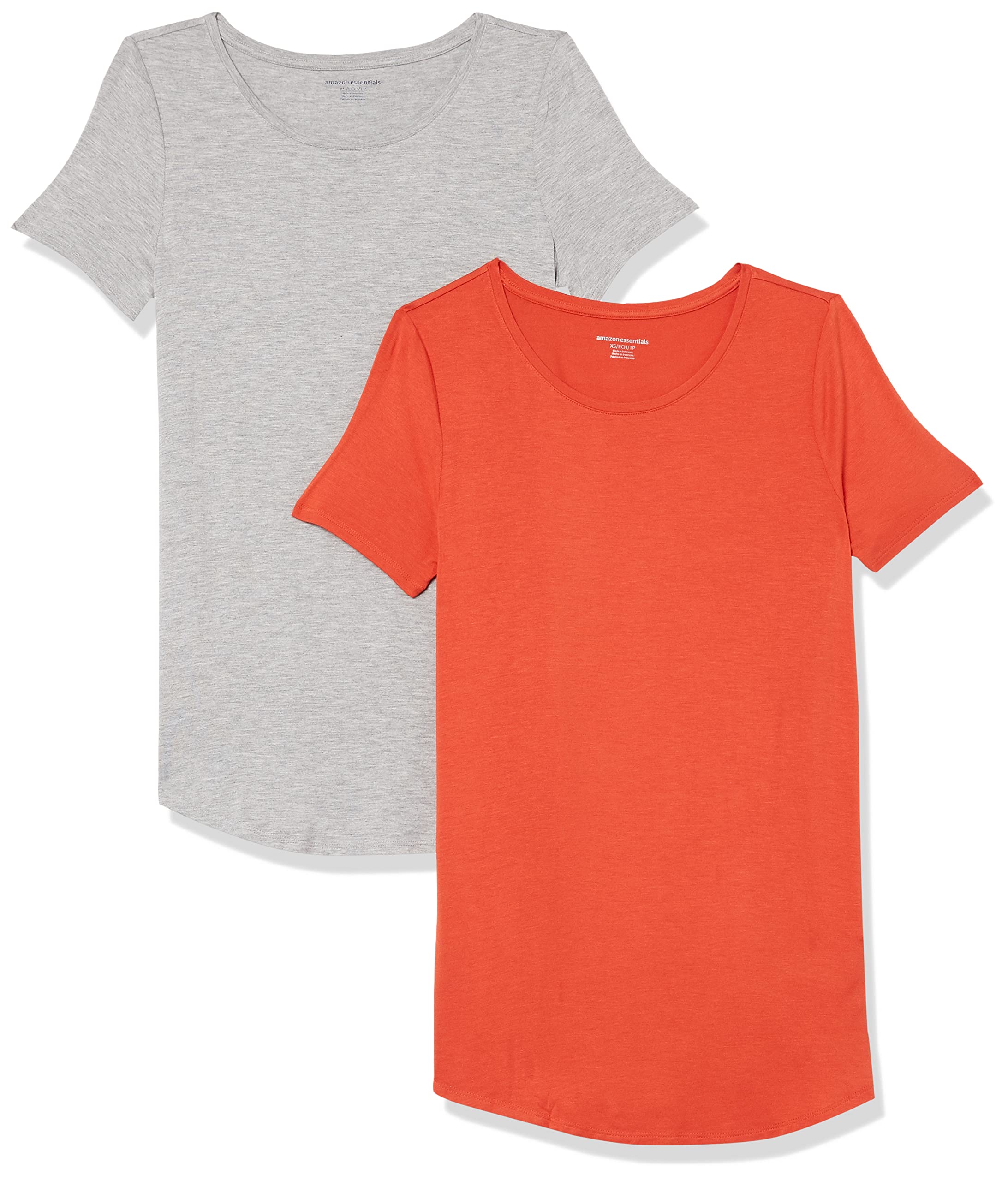 Amazon Essentials Women's Short-Sleeve Scoopneck Tunic Tops, Pack of 2