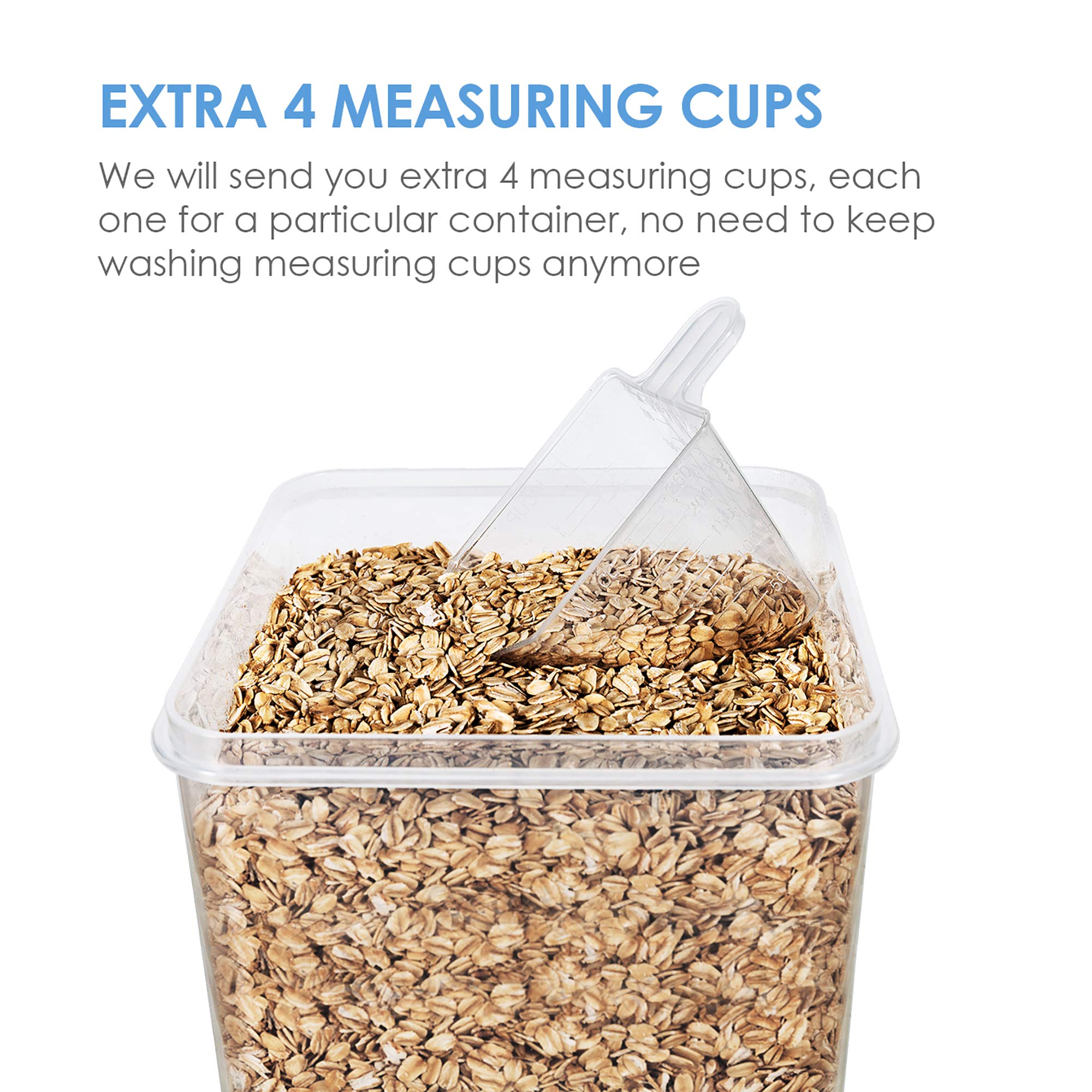 Vtopmart Food Storage Containers 2.5L / 84.5oz, 4 Pieces BPA Free Plastic Airtight Canister for Flour, Sugar, Baking Supplies, with 4 Measuring Cups and 24 Labels, Black