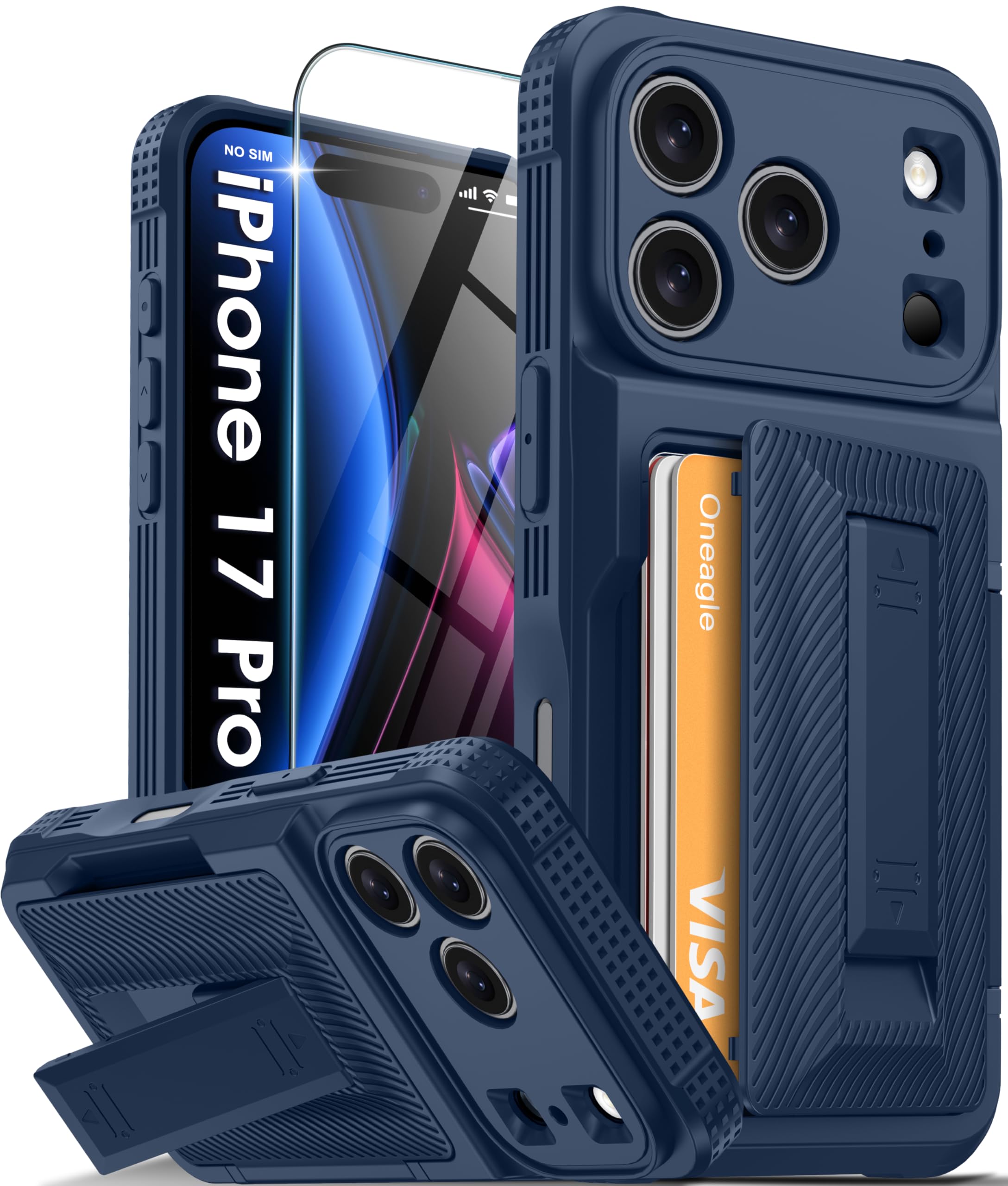 Oneagle Wallet for iPhone 16 Pro Max Case with Card Holder (4-5 Cards) [RFID Blocking] [Privacy Screen Protector] Full Camera Protection & Kickstand, 15FT Shockproof Phone Case for iPhone 16 Pro Max