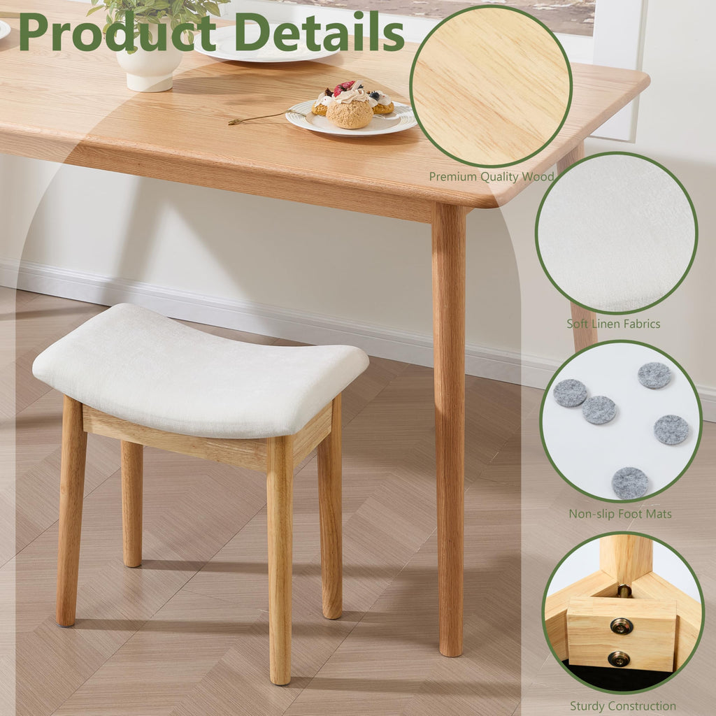 Royal Windsor Vanity Stool with Saddle Cushion, 18 Inch Makeup Vanity Chair for Living Room, Modern Foot Stool Ottoman Piano Bench,Small Upholstered Bench for Bedroom, Beige