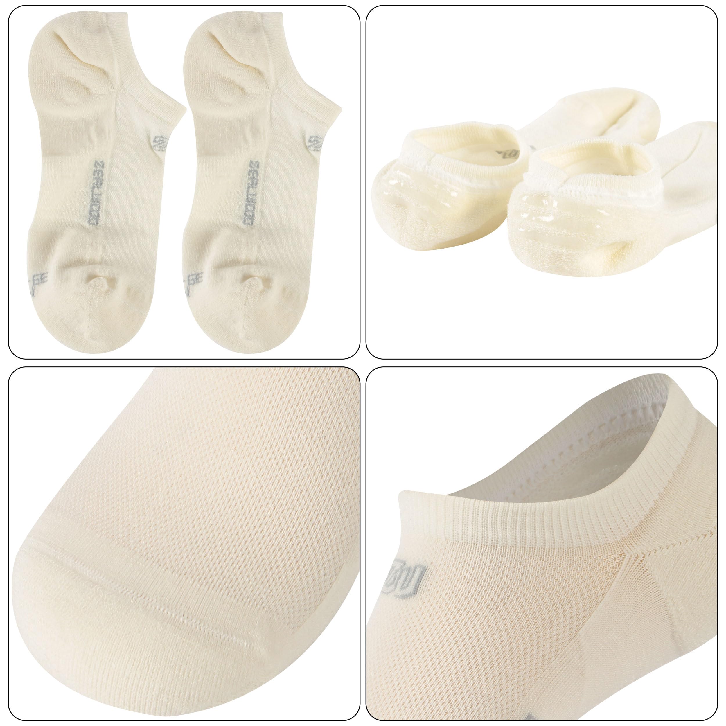No Show Athletic Socks, ZEALWOOD 3 Pairs Merino Wool Ultra-Light Running Tennis Golf Socks for Men Women