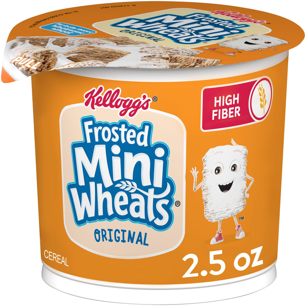 Kellogg's Frosted Mini-Wheats Cold Breakfast Cereal, High-Fiber, Whole Grain, Family Size, Original, 24oz Box (1 Box)