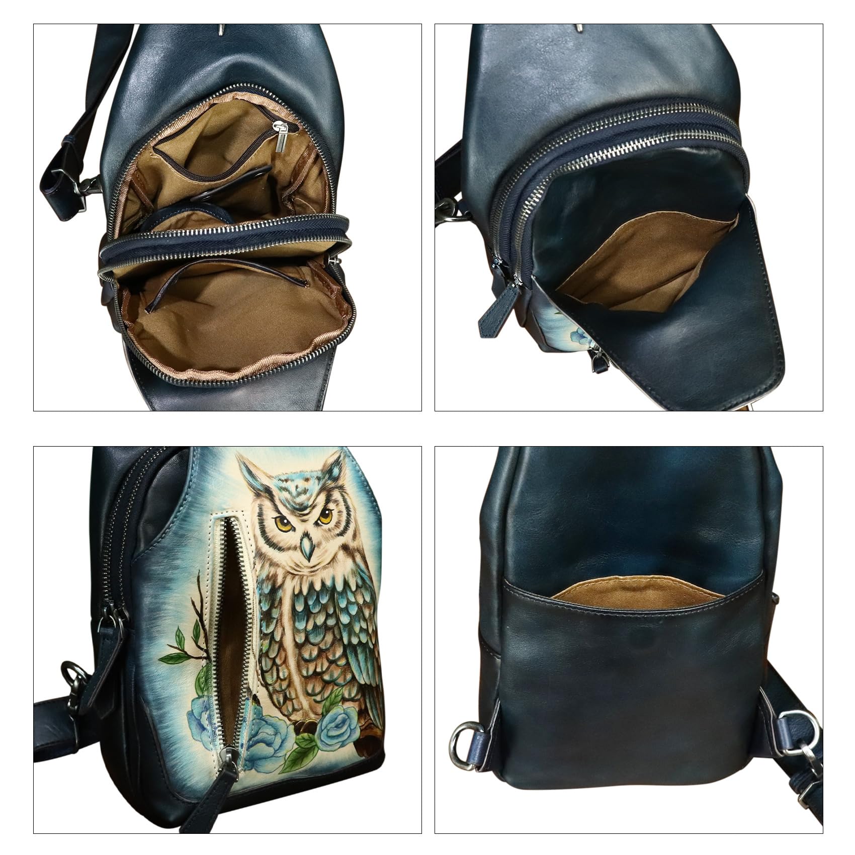 Genuine Leather Sling Bag for Men and Women Real Leather Shoulder Crossbody Bag Chest Bag Sling Backpack Purse