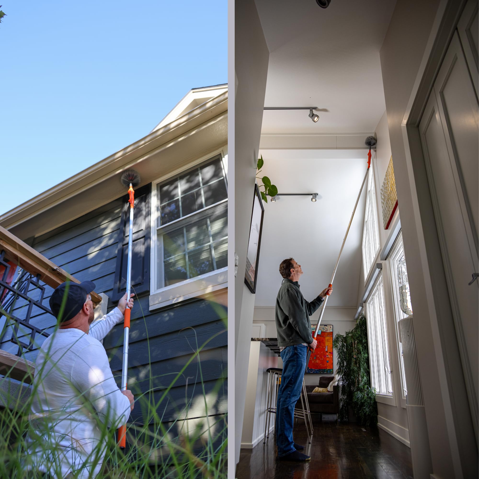 EZ Smart 21ft+ Extension Pole – Extendable Pole Reaches 1 to 16ft, Expandable with Add-a-Pole – Compact, Lightweight, and Durable – Fits Cleaning, Painting, Dusting & Fruit Picker Attachments